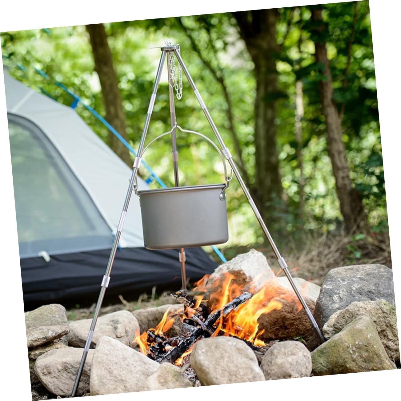 KICHOUSE Portable Camping Pot Set Durable Cookware Non-stick Outdoor Cooking Kit for People Lightweight and Design for Hiking and Backpacking