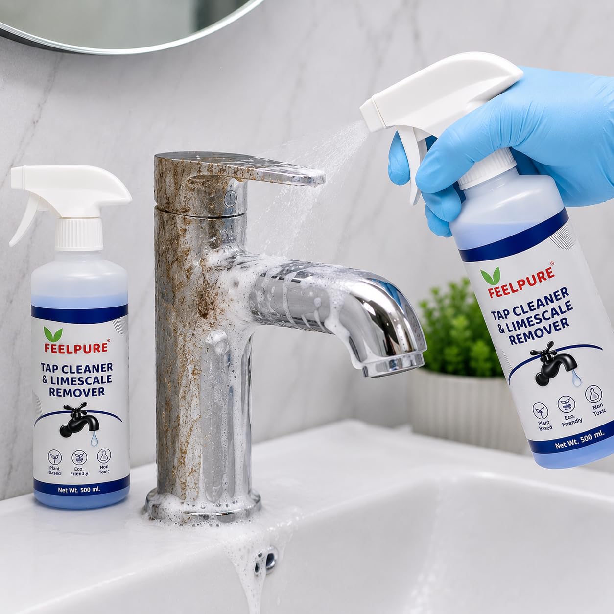 Oda Feelpure Tap Cleaner & Limescale Remover | India’s 1st Foaming Formulation for Reduced Scrubbing Effort, Non-Toxic | 500ml | All Purpose Cleaner Suitable for Bathroom, Tap, Shower, Tiles, Mirror-image-22