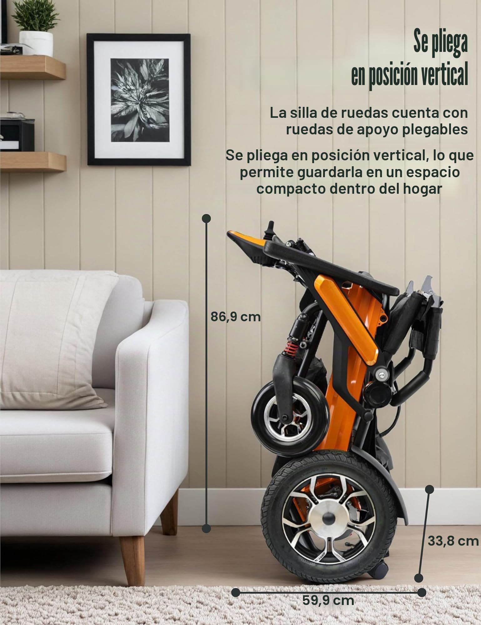 Sillas de ruedas eléctricas plegables para adultos y personas mayores, Silla de ruedas eléctrica todo terreno con motor de 500W plegable con cojín de asiento ergonómico, ligera y portátil para viajes