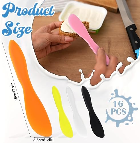 Miniatura 3 de KALIONE 16 cuchillos de cocina para glaseado de cocina de 7 pulgadas, esparcidor de mantequilla de plástico versátil, cuchillo multiusos para