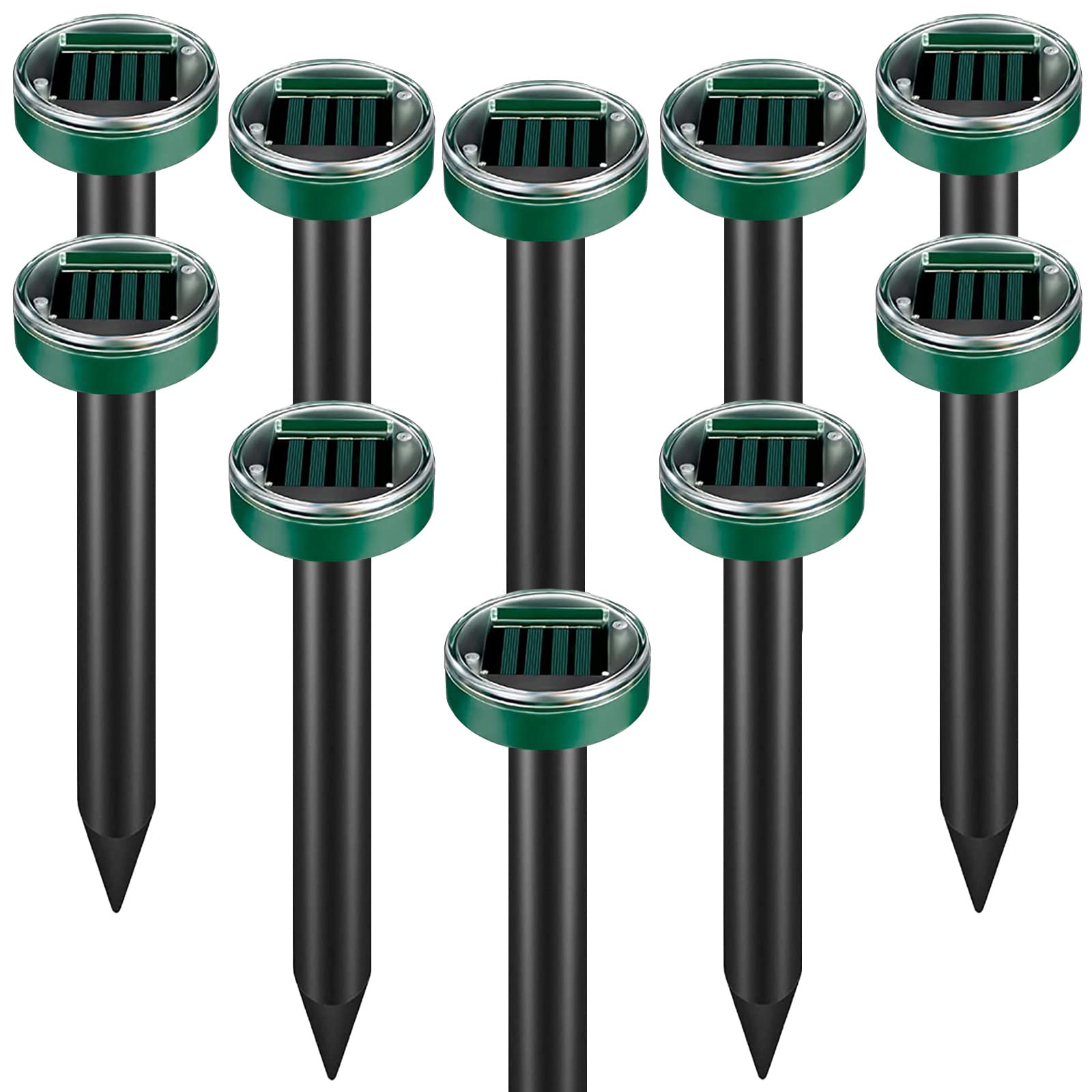 Mole Repellent Solar Powered, 10 Pack Snake Repellent Sonic Mole Deterrent Pest Control Rodent Repeller Chaser Gopher Vole Squirrel Trap, Ultrasonic Repellant Spikes Killer for Lawns Yard and Garden