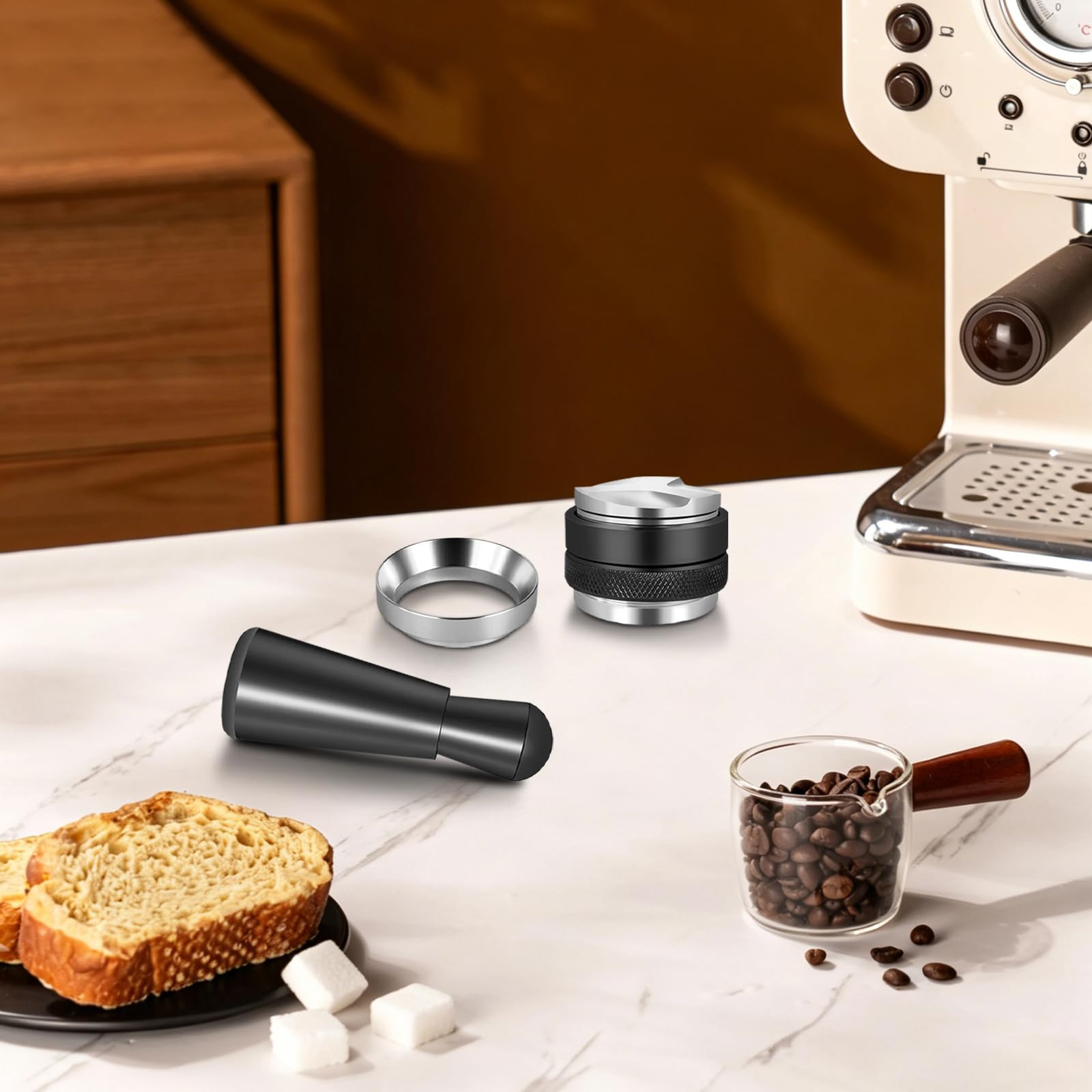 Set di pressino per espresso da 53 mm, distributore a doppia estremità