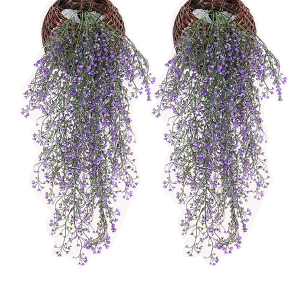 OUKEYI 4 Pcs Hanging Fake Plants Fake Vines Artificial Plants Large Faux Hanging Plant Fake Ferns Faux Ivy Fake Indoor Outdoor Decorations?Purple?
