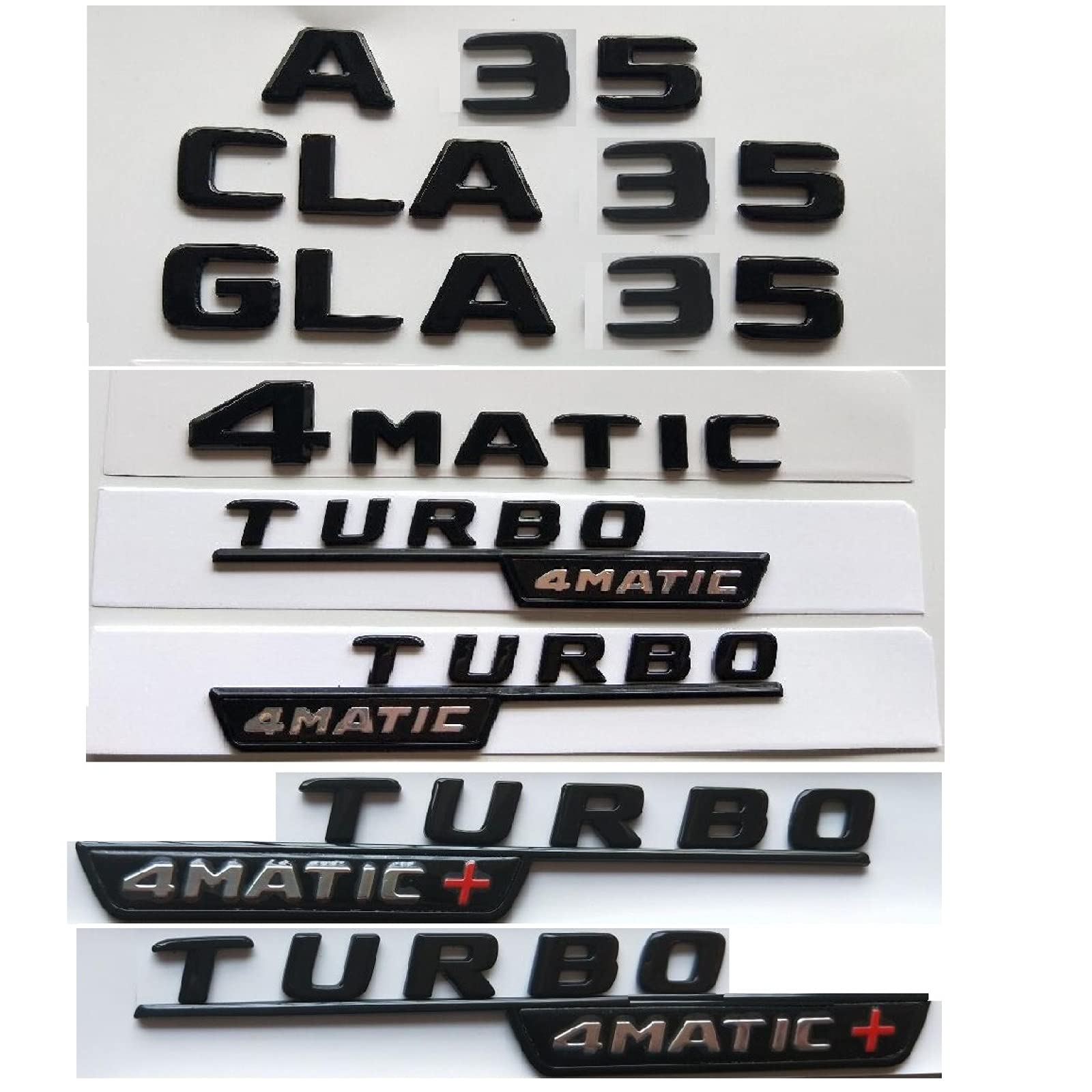Gloss Black Letters Trunk Badge Emblems Emblem Badges, for Mercedes Benz W177 A35 CLA35 GLA35 GLB35 AMG TURBO 4MATIC 4MATIC +