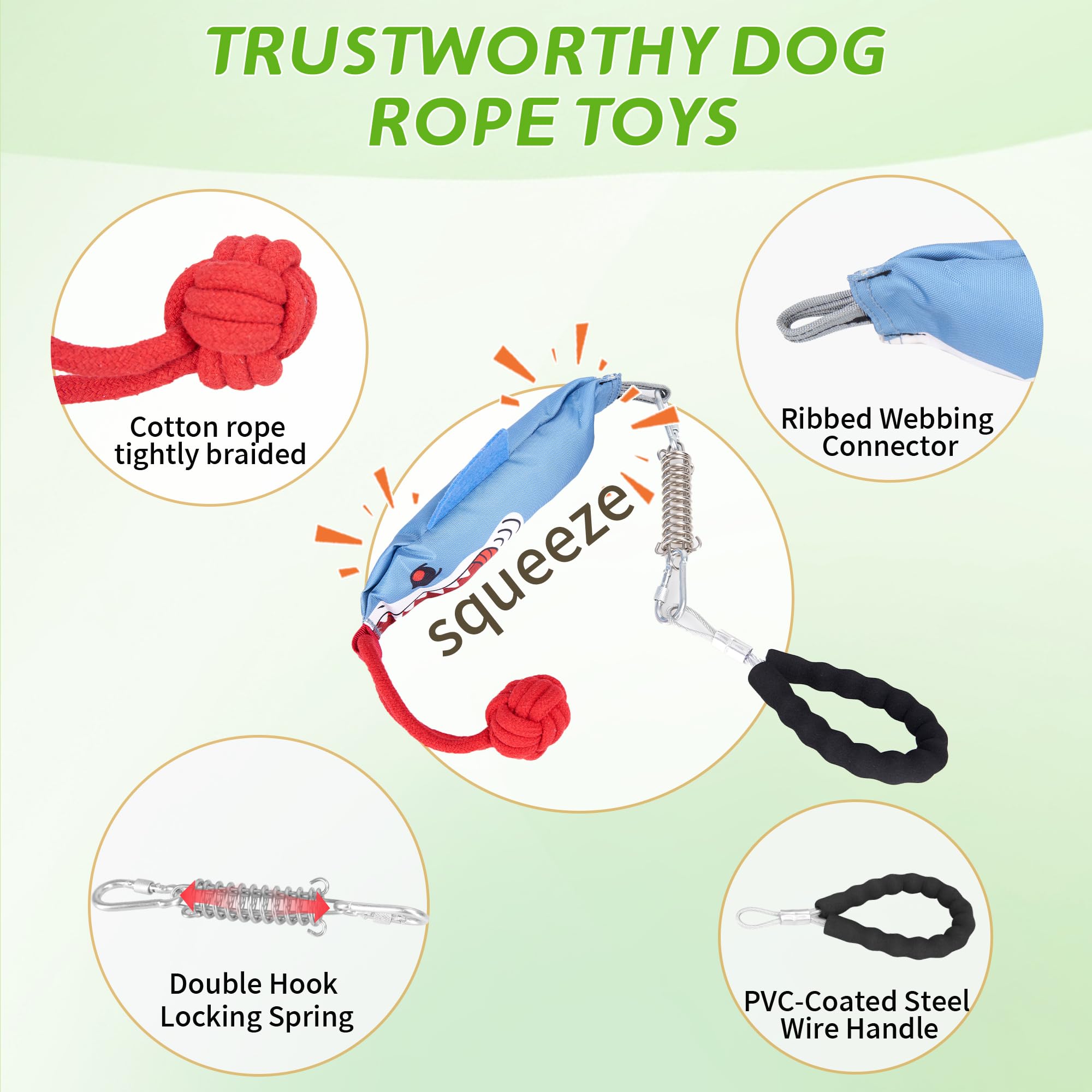 XUVIRA Dog Tug of War Toy for Small to Medium Dogs - Sturdy and Durable Cotton Rope with Non-Slip Handle, Safe Chew Toy for Indoor/Outdoor Play for Puppies, 100% Cotton Teeth Cleaning