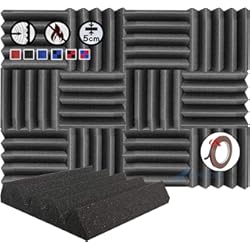 Espuma Acústica 60X60 Arrowzoom 12 Paneles acusticos absorción sonido Wedge Cuña Wedge 25x25x5cm Espuma acústica aislamiento acustico estudio de grabación Casas Estudios Azulejos Incombustibles Insonorizados Negro