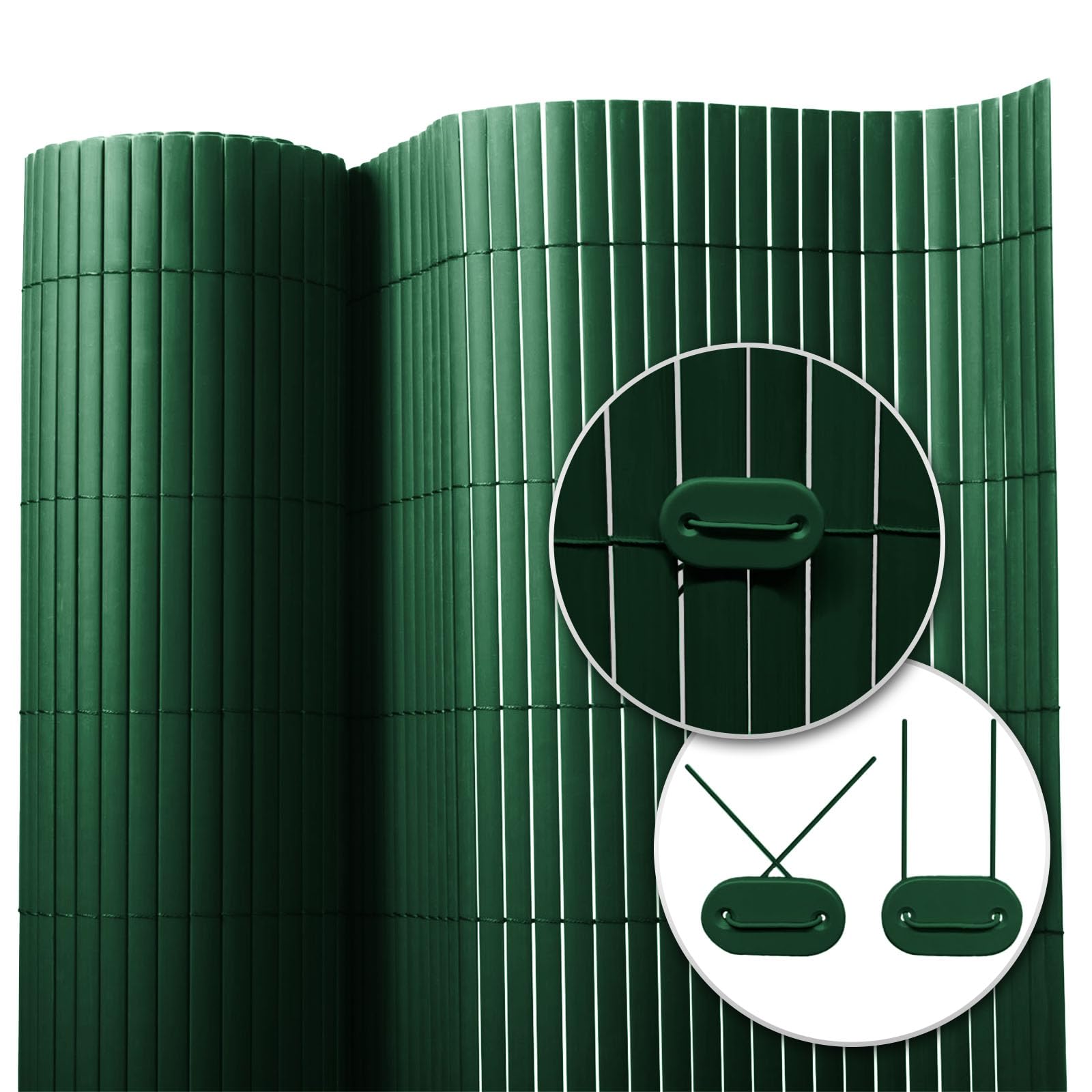 KARAT Paravento in PVC per giardino, balcone, terrazza, 180 x 300 cm, verde, protezione da sguardi indiscreti, resistente alle intemperie, come rivestimento per balcone, bordo piscina e protezione dal