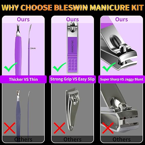 Miniatura 5 de Juego de manicura profesional de acero inoxidable de 16 piezas, kit de aseo para hombre, cortaúñas y uñas de los pies, kit de manicura con bolsa de