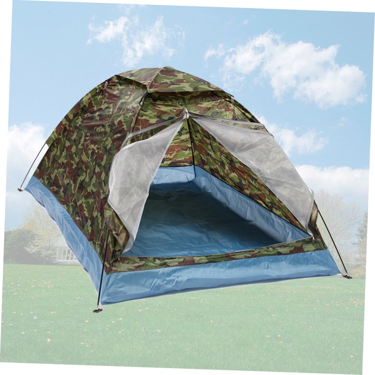 Double Person Camping Tent Outdoor Camouflage Beach Tent Single Layer Portable Shelter for Travel and Hiking