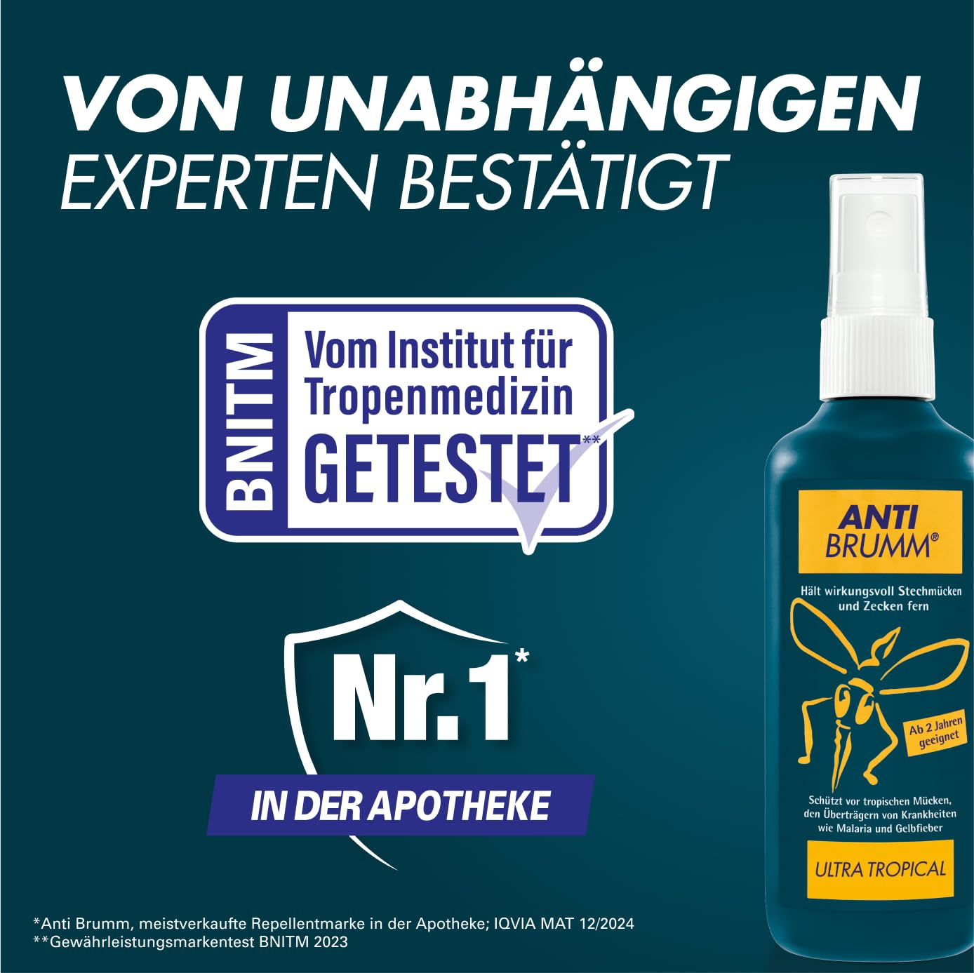 Anti Brumm Ultra Tropical Pumpspray, 150 ml: Insekten-Repellent für effektiven Schutz gegen Mücken und Zecken, Mückenspray mit DEET