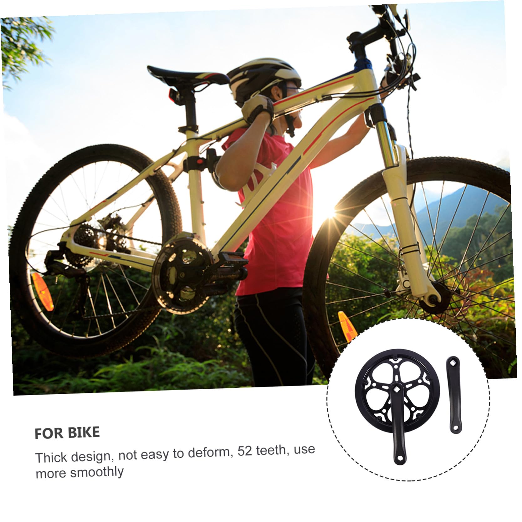 minkissy Guarnitura Pedivella Bici Singola in Ferro Nero 170mm, Resistente all'Usura, Facile da Installare, 52 Denti, per Accessori per Biciclette da Strada