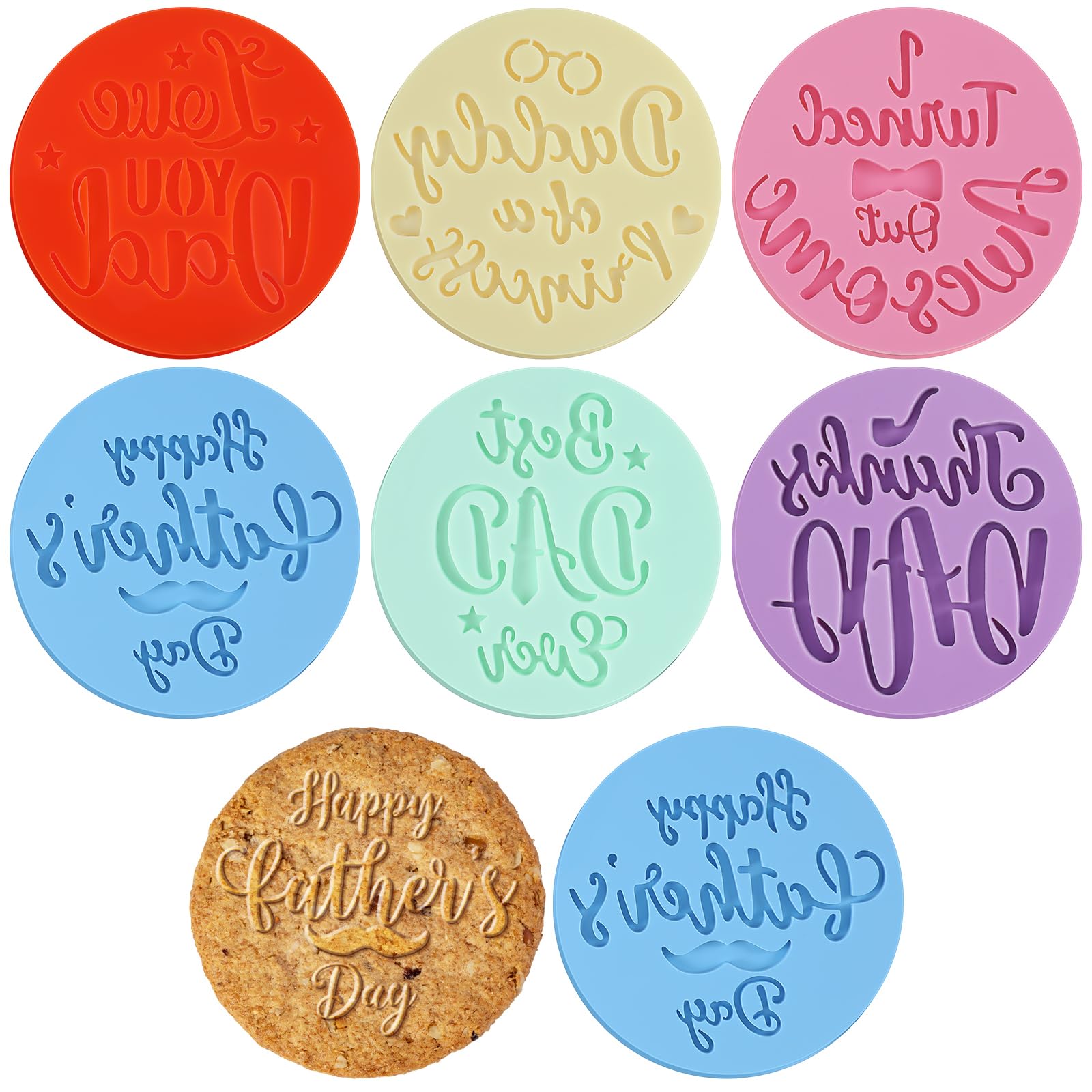 Zubebe 6 Pcs Cookie Stamp Tool Cake Embosser Cutters Mini Cake Mold Fondant Stamp 3D Design Cookie Embosser for Party Supplies Kitchen DIY Baking