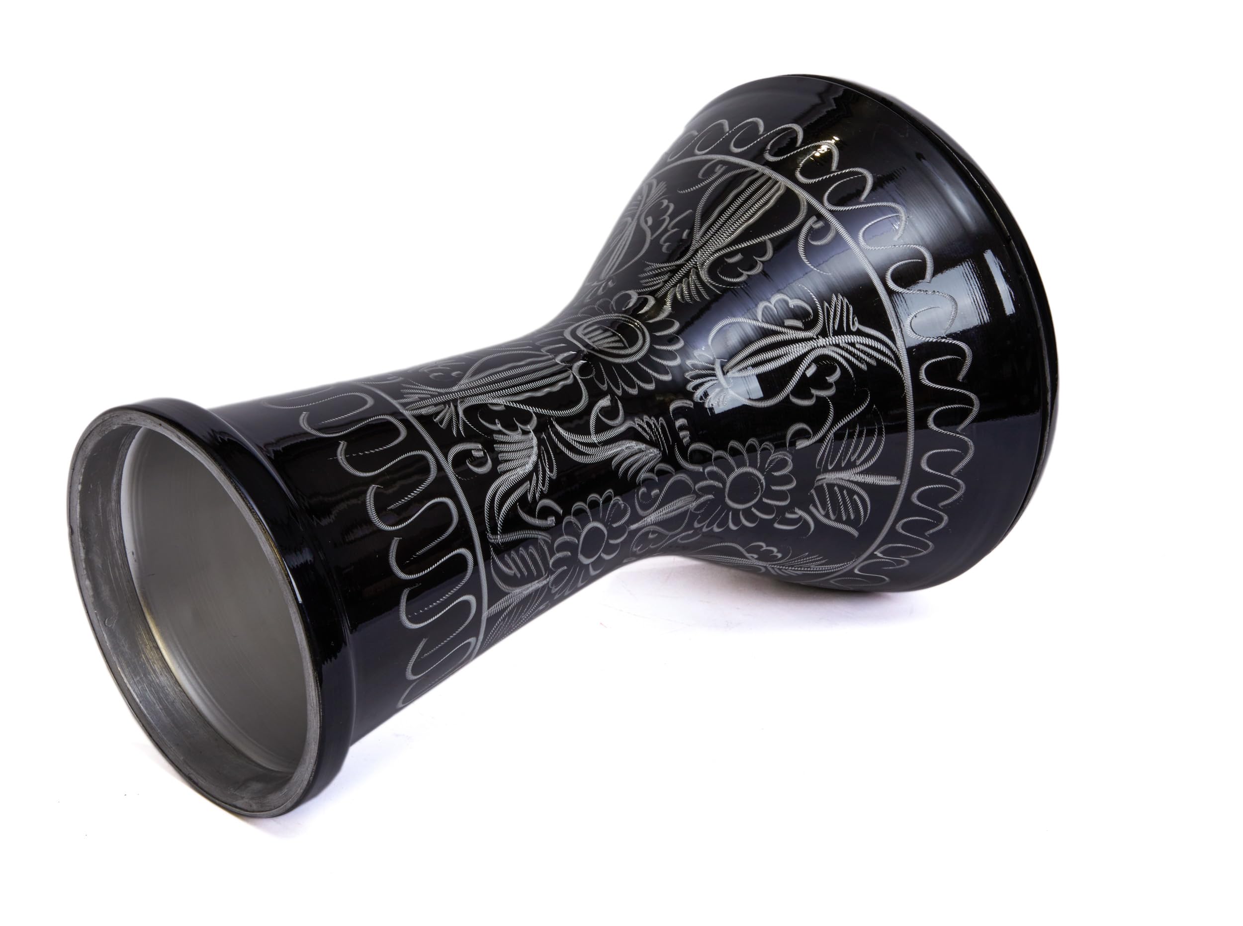 Tambour Darbuka Doumbek gravé en arabe, rouge, tons profonds, étui souple, 2 kg
