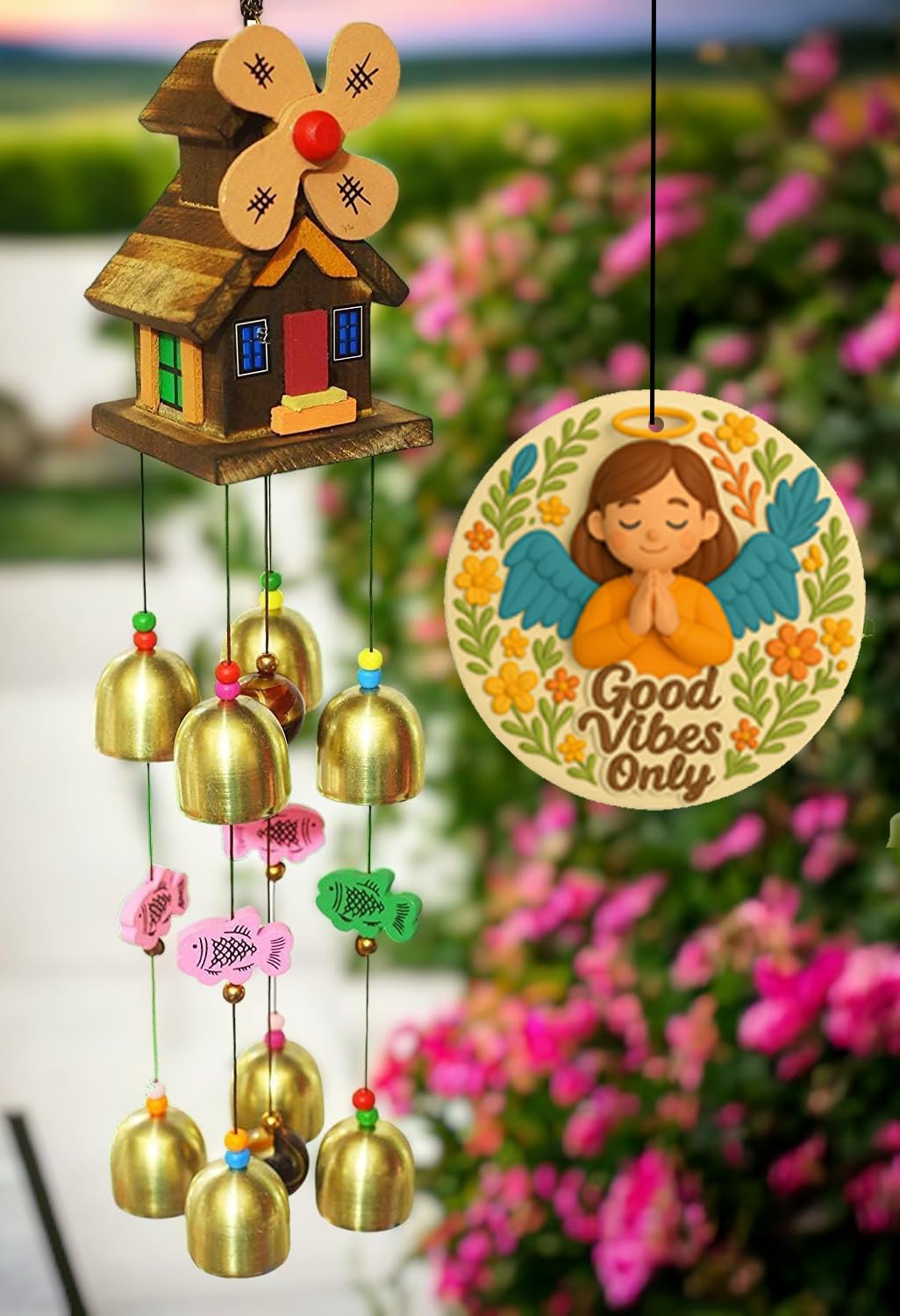 Paradigm Pictures Feng Shui Wind Chime for Home Decor Items | Vastu Hanging Bell for Balcony, Bedroom & Living Room Decoration
