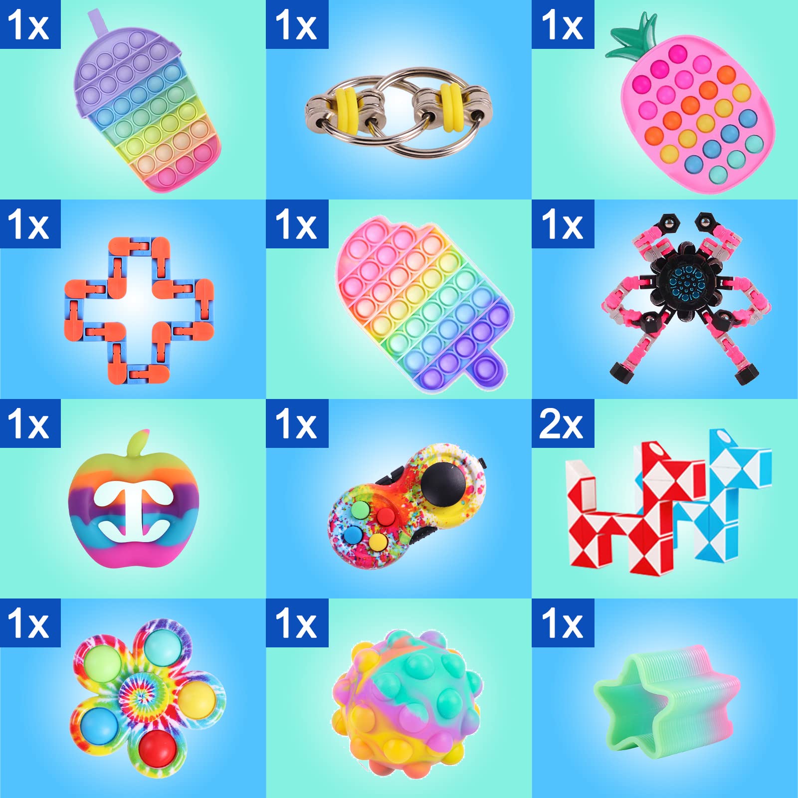 50Pcs Fidget Toys, Fidget Packs Fidget Toy Set, Ice Cream Hamburg