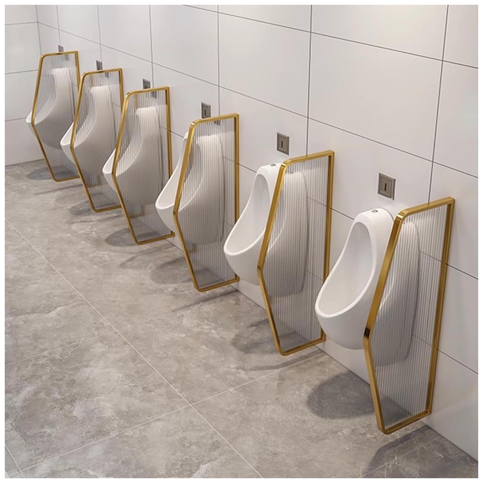 Cloison urinoir en verre trempé et acier inoxydable pour toilettes publiques