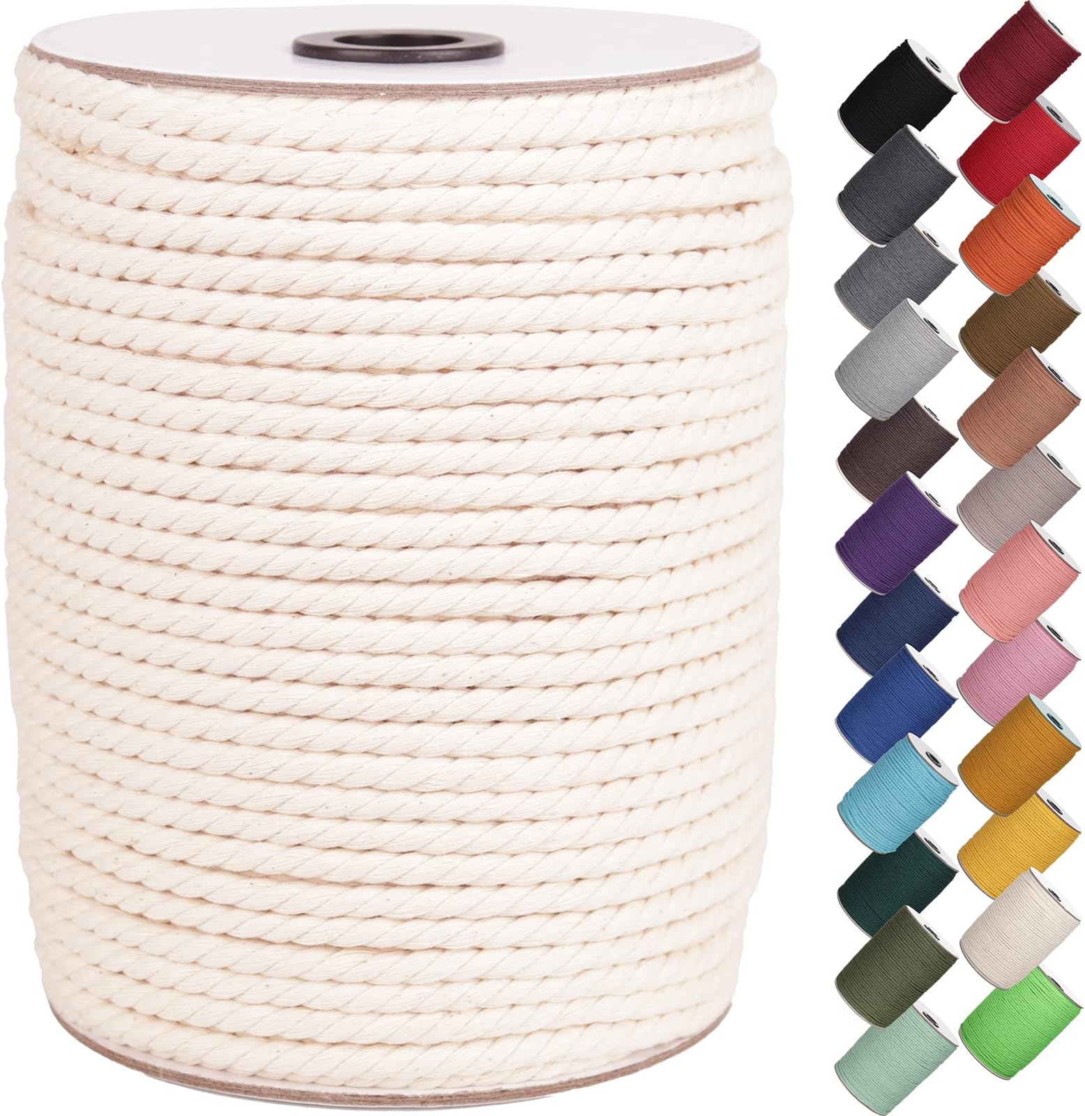 XKDOUS Macrame Cord 5mm x 145Yards, Natural Macrame Rope for Wall Hanging, Plant Hangers, Crafts, Knitting, Decorative Projects, Soft Undyed