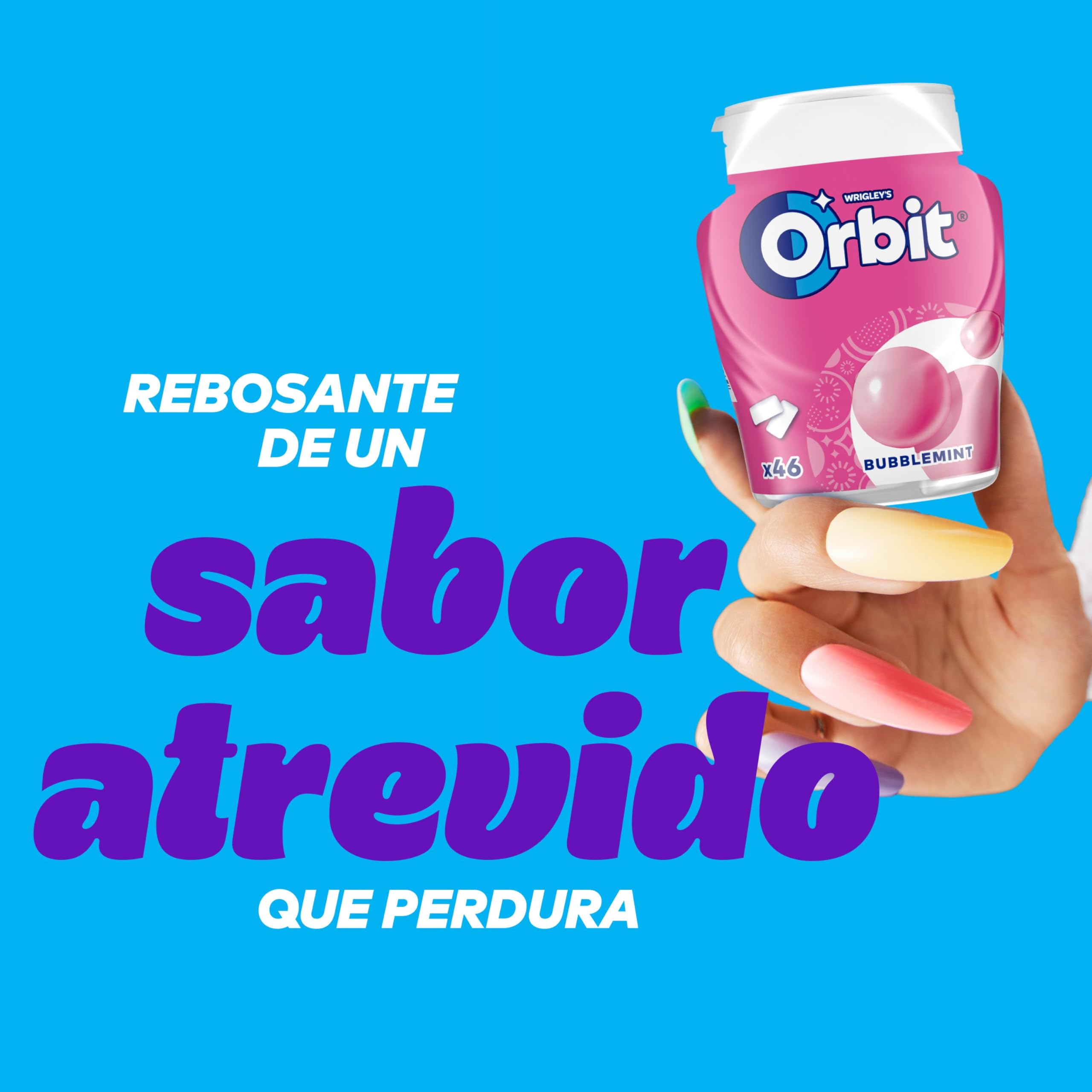 Orbit Bote de Chicles Sin Azúcar Bubblemint, Afrutado, Fresco, Intenso y de Larga Duración (6 x 46)