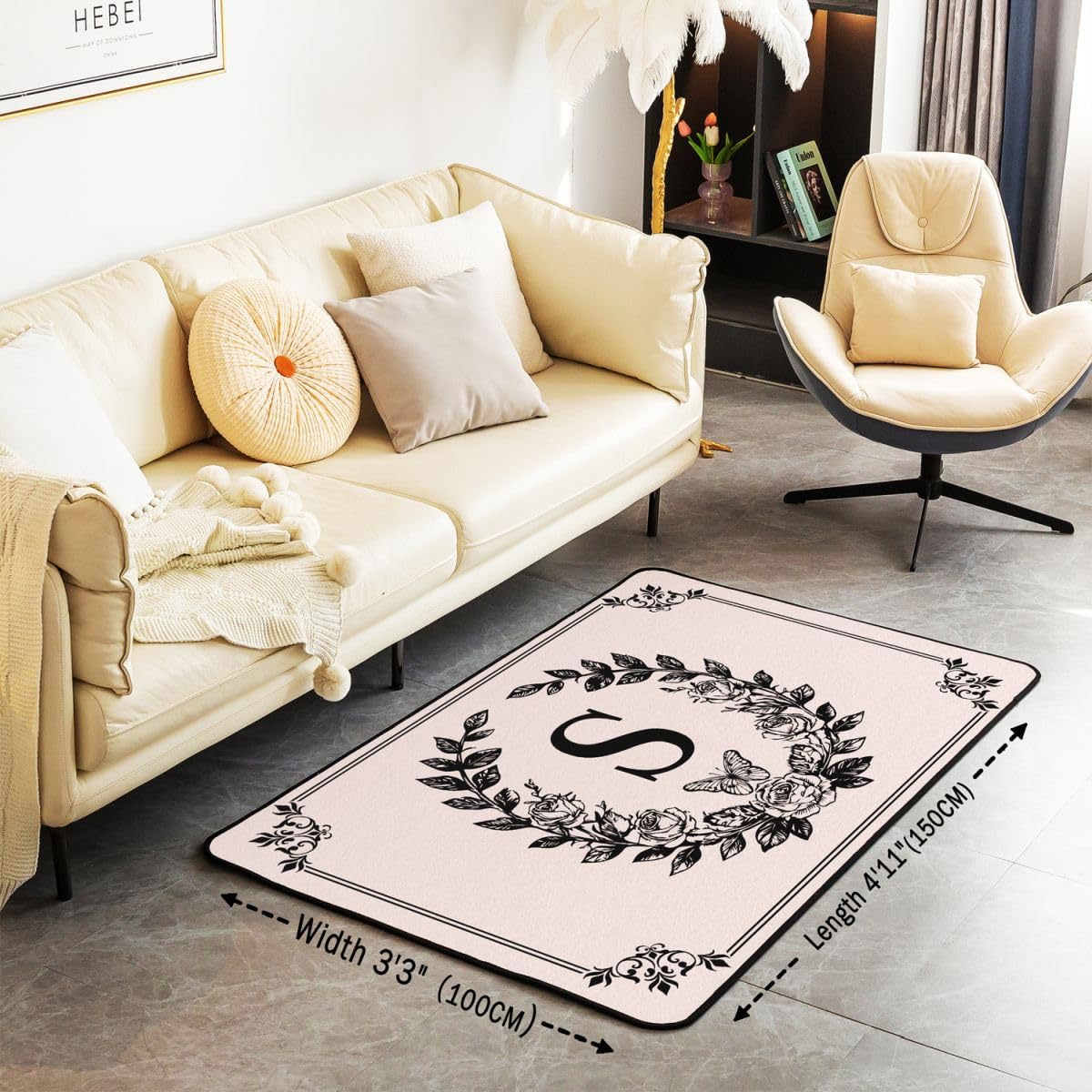 Homewish Dywaniki z monogramem litera S do sypialni 100 x 150 cm