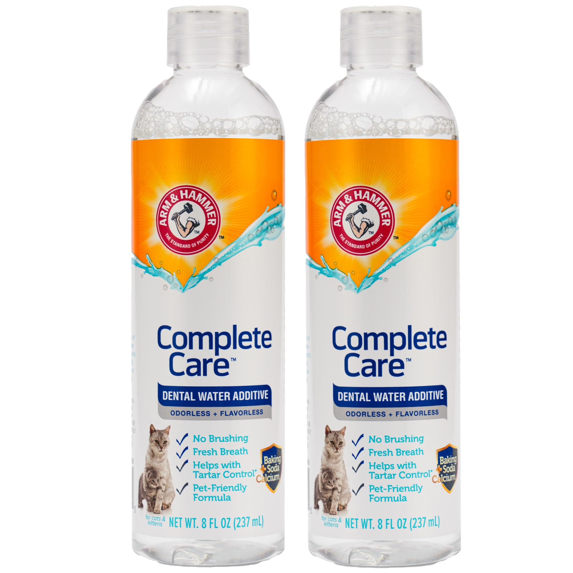 Arm & Hammer Complete Care Dental Water Additive for Cats, Cat Breath Freshener, Cat Mouth Wash or Dental Rinse, Simply Add to Pet Drinking Water for Fresher Breath, Value Size 8 FL OZ - 2 Pack