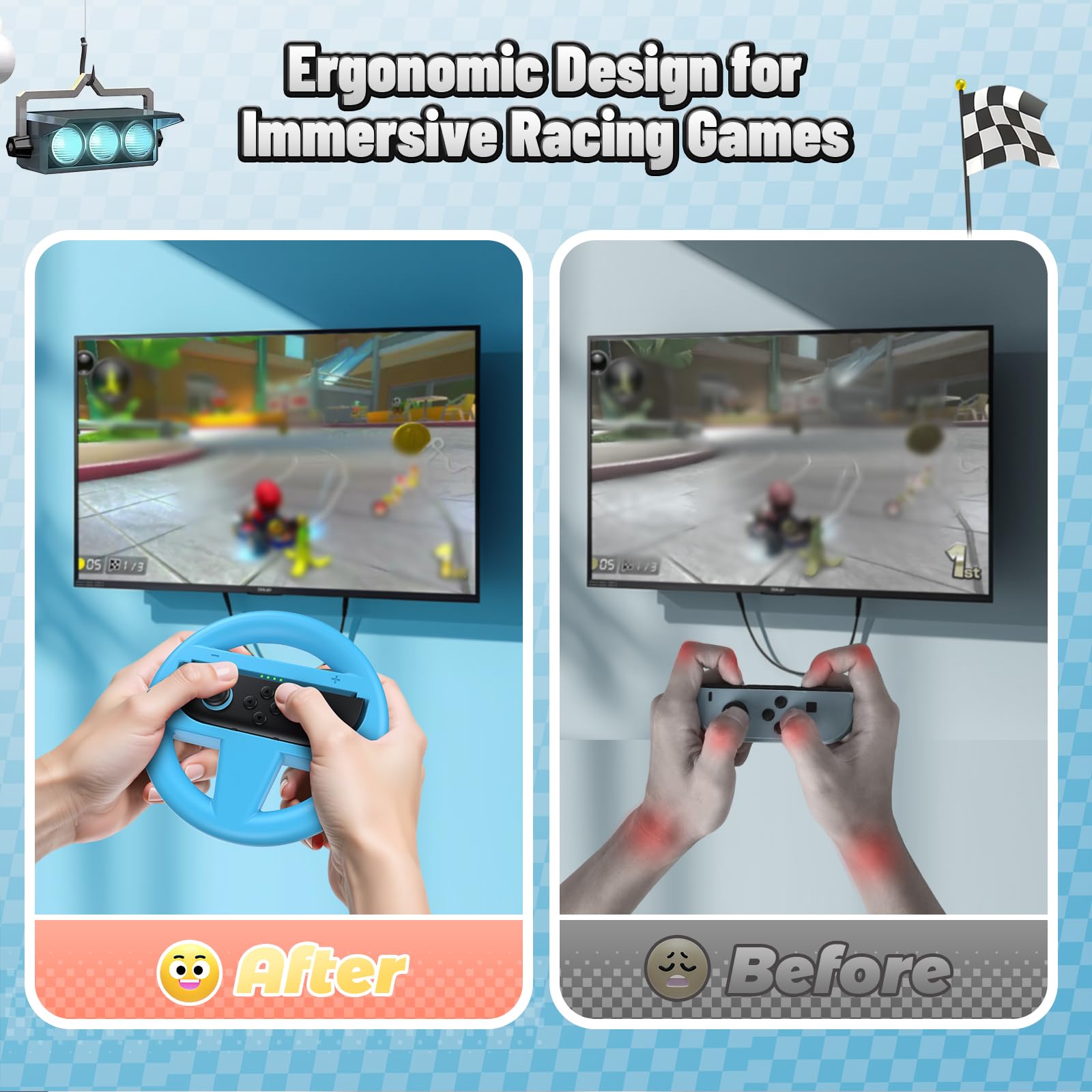 Kinwin 4 Pack Lenkräder für Nintendo Switch 2 (2025) Joypad, Racing Wheel Controller für Mario Kart World & 8 Deluxe, Ergonomisches Design für Joycon 2 Zubehör