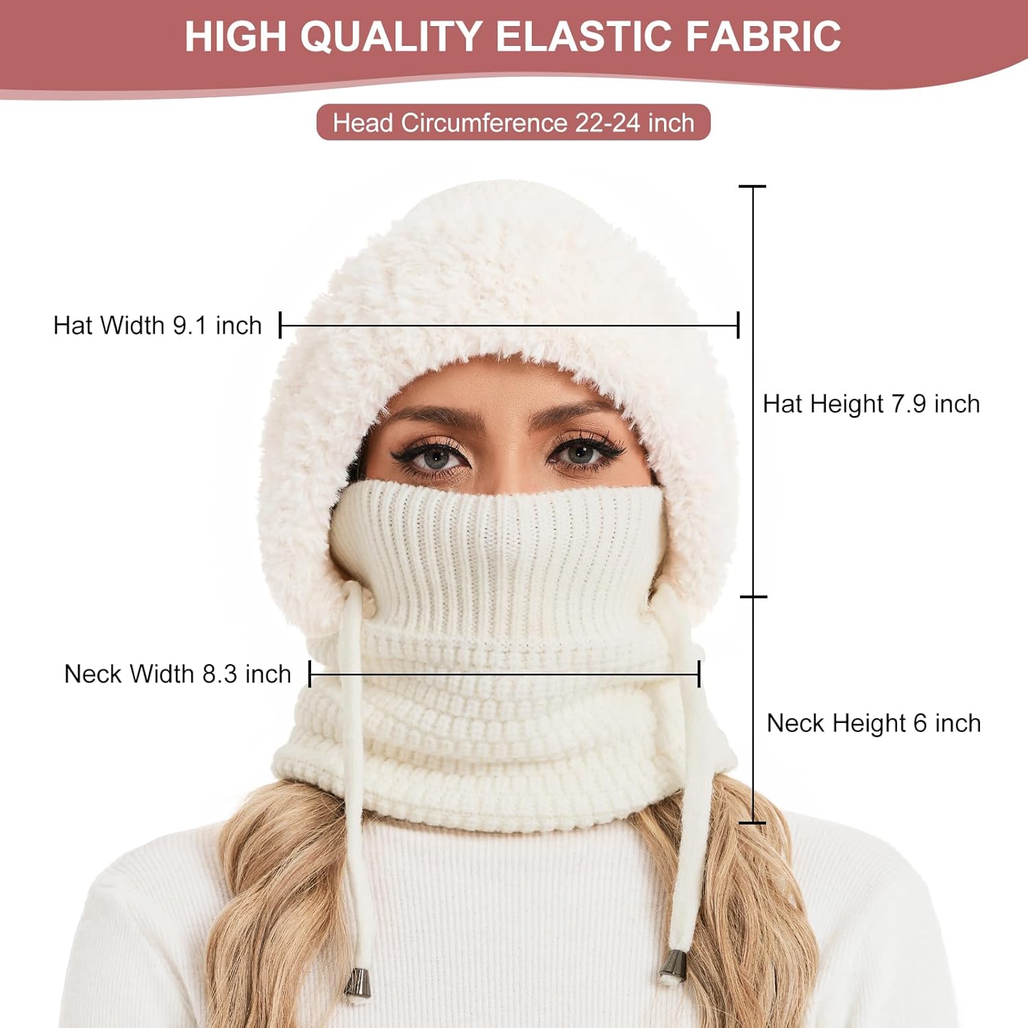 Sumolux 3 in 1 Beanie Hat for Women with Fleece Lined Scarf and Mask Outdoors Windproof Knitted Ski Mask Set - Image 5