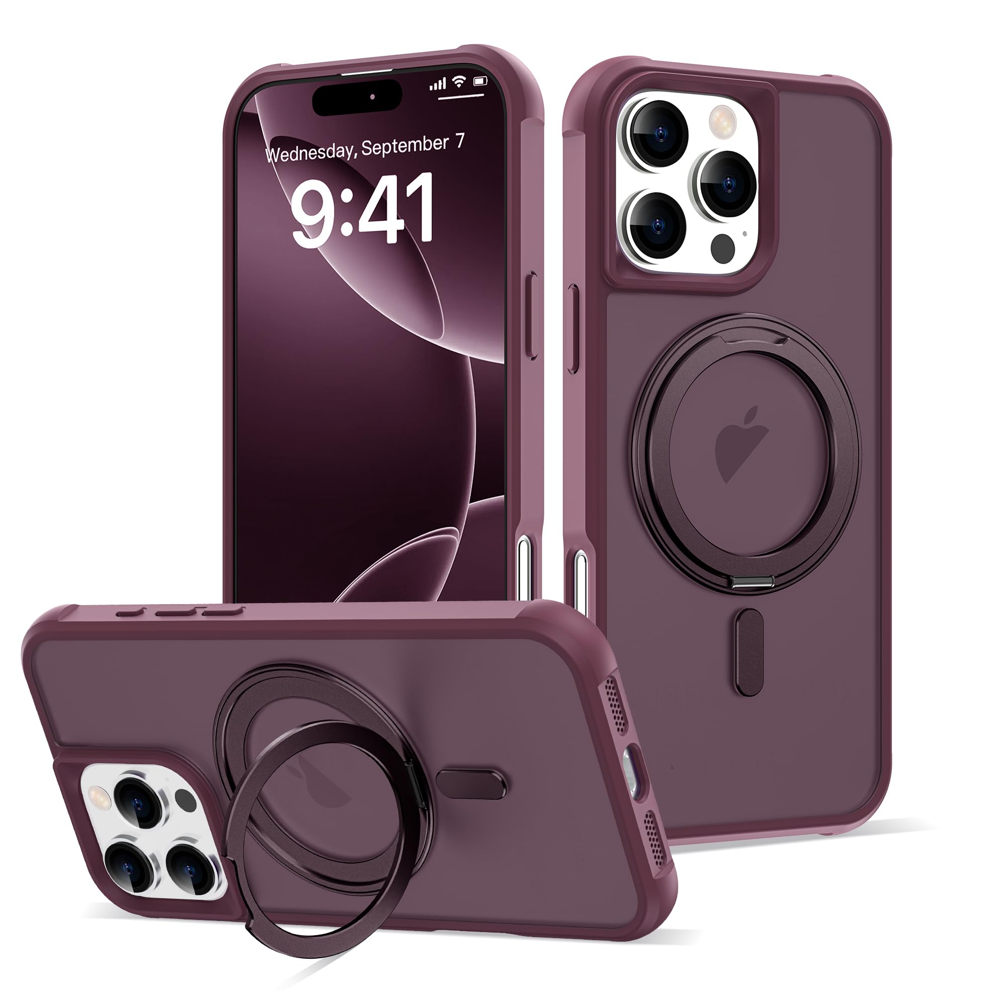 Compatible with iPhone 16 Pro Max Case with Stand 6.9",Wine Red