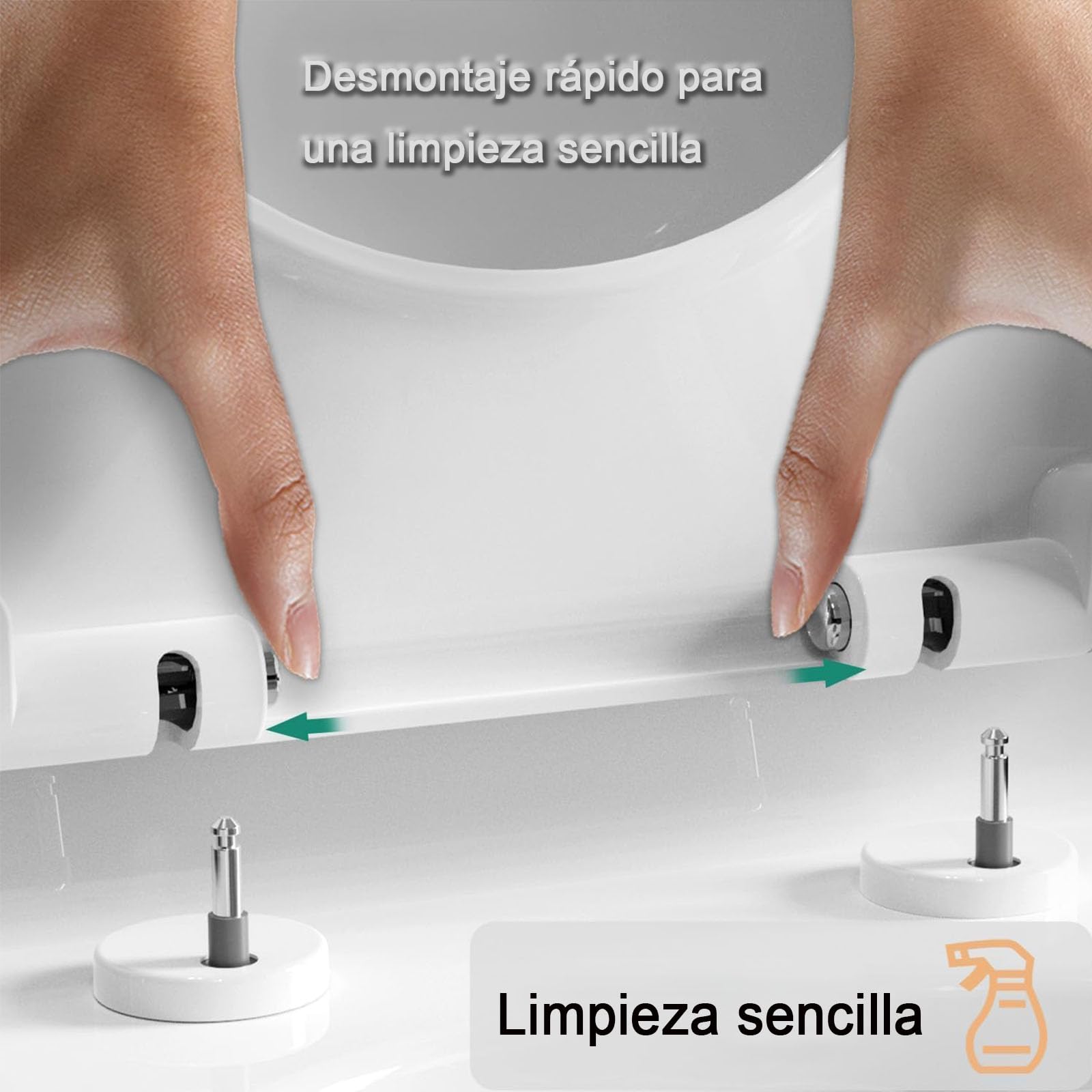 Tapa WC Universal en Forma V, Asiento de Inodoro de Duroplast, 46x37.5cm