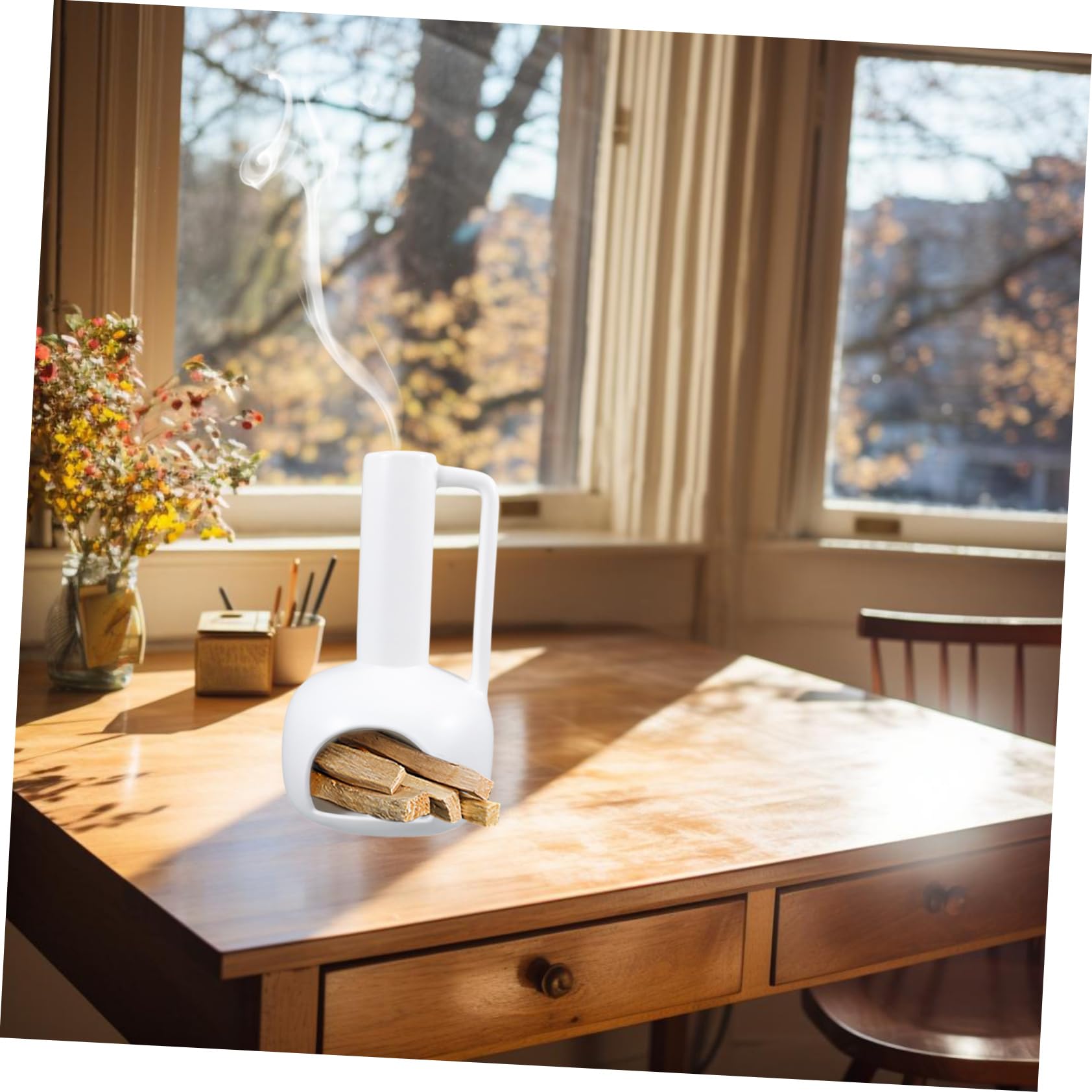 Mipcase Santo Aus Keramik Mit Griff Räucherstäbchen Und Salbeibrenner Für Meditation Und Aromatherapie Stilvolles Design Für Schreibtisch Und Wohnräume