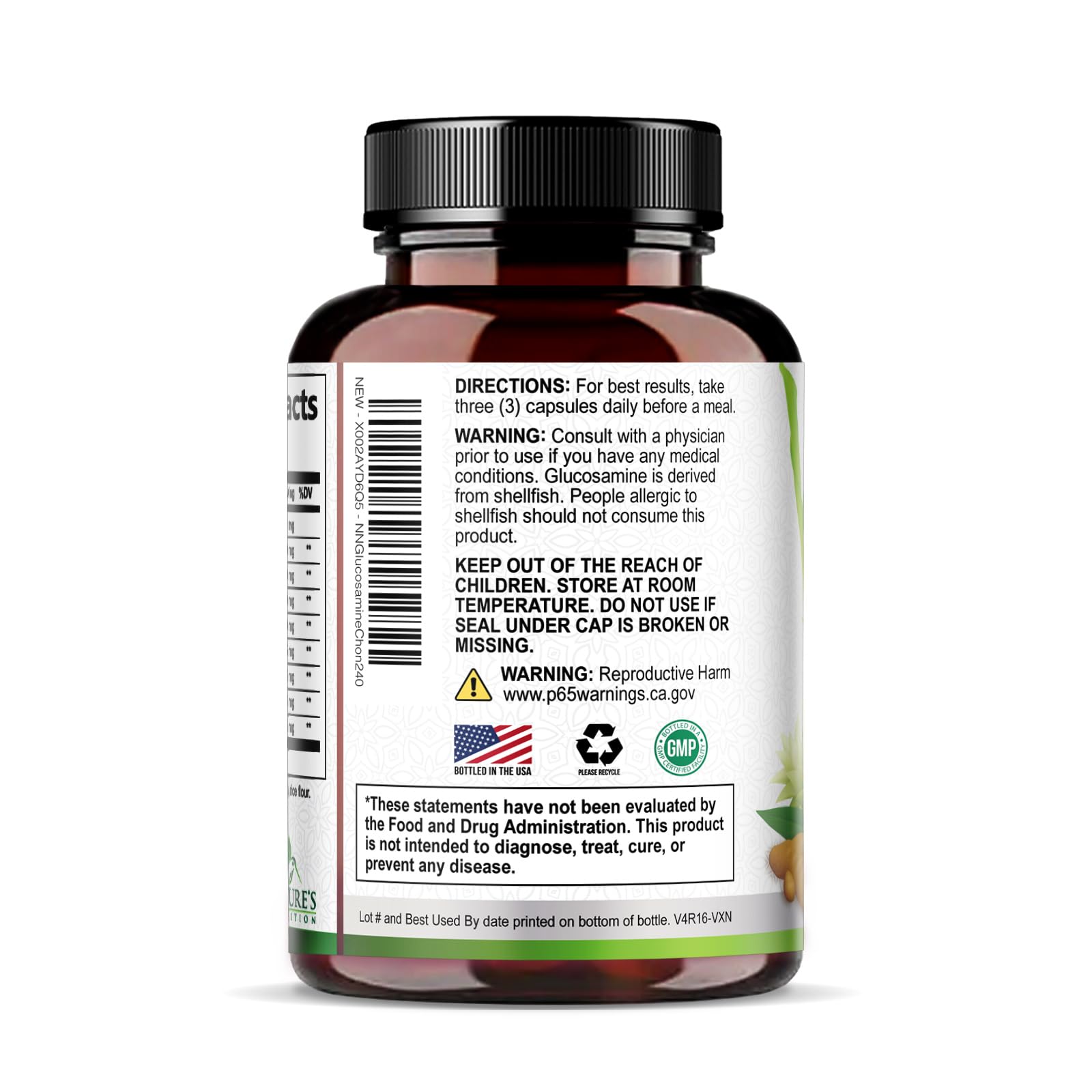 Glucosamine Chondroitin MSM 2100mg - Joint Support Supplement for Joint Mobility & Cartilage Support For Men and Women - Glucosamine Supplements with Turmeric & Boswellia, USA Bottled - 240 Capsules — Amazon image 8