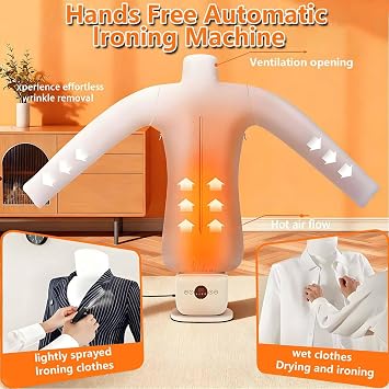 Hot Air Dryer & Iron for Clothes,Inflatable Shirt Ironing Machine,Automatic Ironing Machine,360 Without Blind Spots Drying,for Shirts & Pants-Gentle on All Fabrics