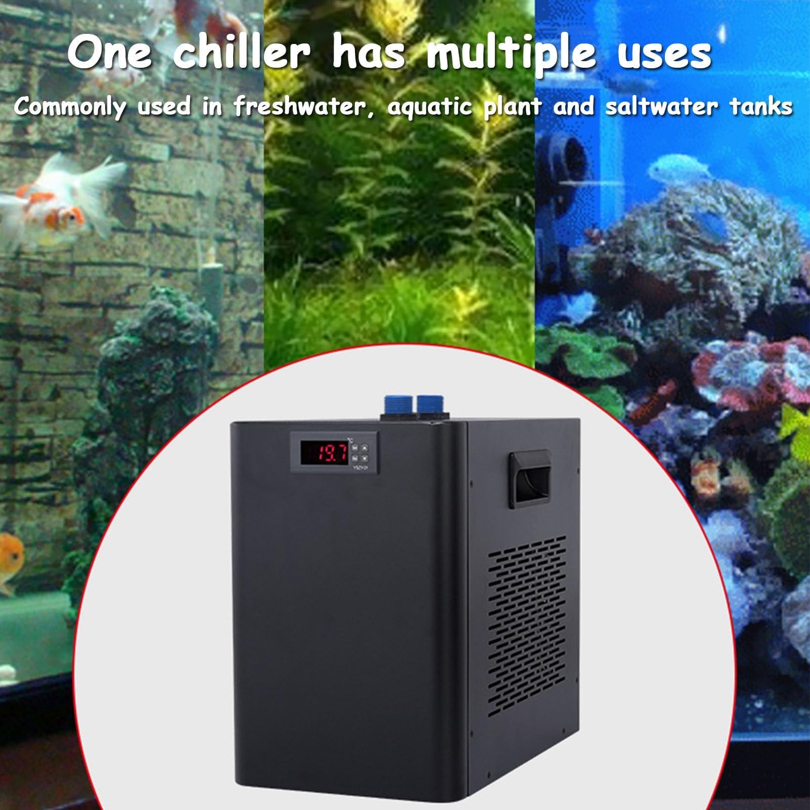 Enfriador de acuario para sistemas hidropónicos, enfriador de agua para peceras, compresor de diseño silencioso, adecuado para ajolote, medusas y arrecifes de coral