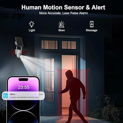 Miniatura 4 de HOSAFE.COM Cámaras de seguridad para el hogar inalámbricas para exteriores, cámara para exteriores inalámbrica WiFi, cámara 360 con energía solar,