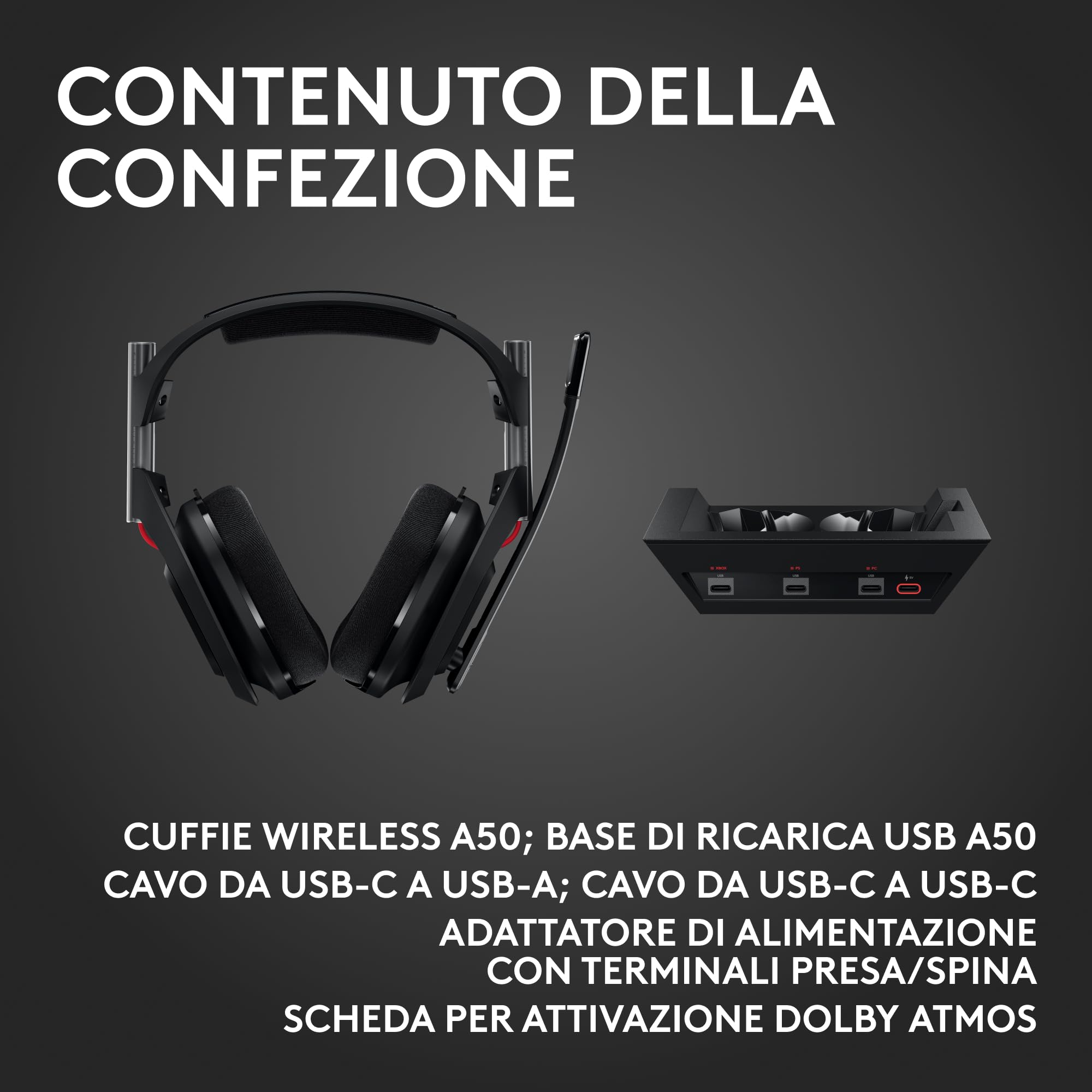 Logitech G Astro A50 cuffia e microfono gaming wireless LIGHTSPEED + base — immagine 15 di 16