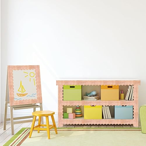 Miniatura 3 de Tablero de anuncios de arpillera de 72 pies, borde festoneado de arpillera marrón, bordes festoneados, rústico, troquelado, rayas de tablón de