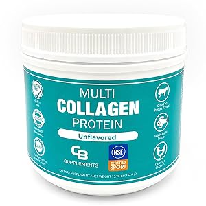 CB Supplements NSF Certified for Sport Multi Collagen Protein Powder Bone Skin Hair and Joint Support Hydrolyzed Collagen