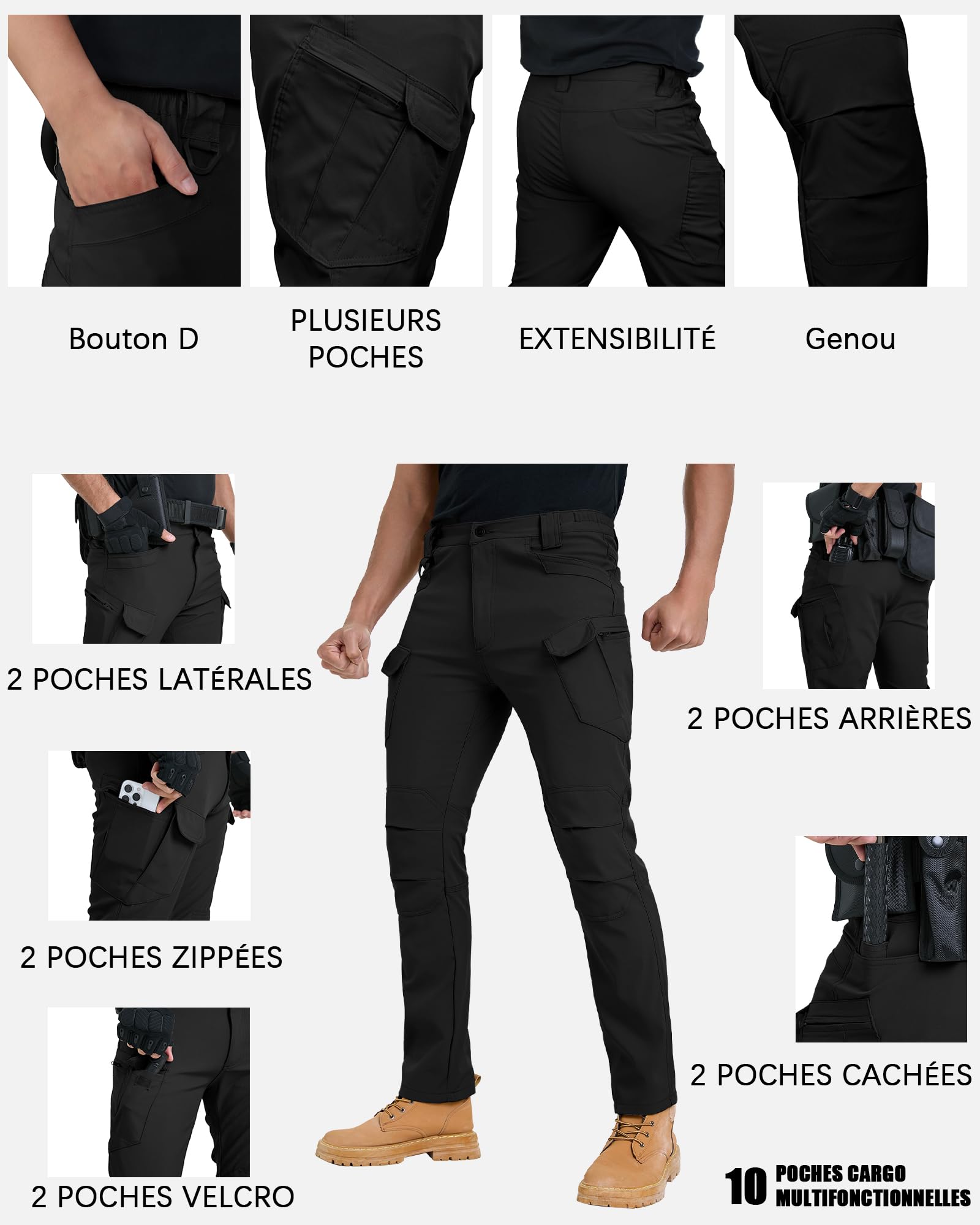 YAOBAOLE Pantalon Tactique Homme X7 Cargo Treillis Militaire Randonnée Chasse Pantalon de Travail avec Plusieurs Poches