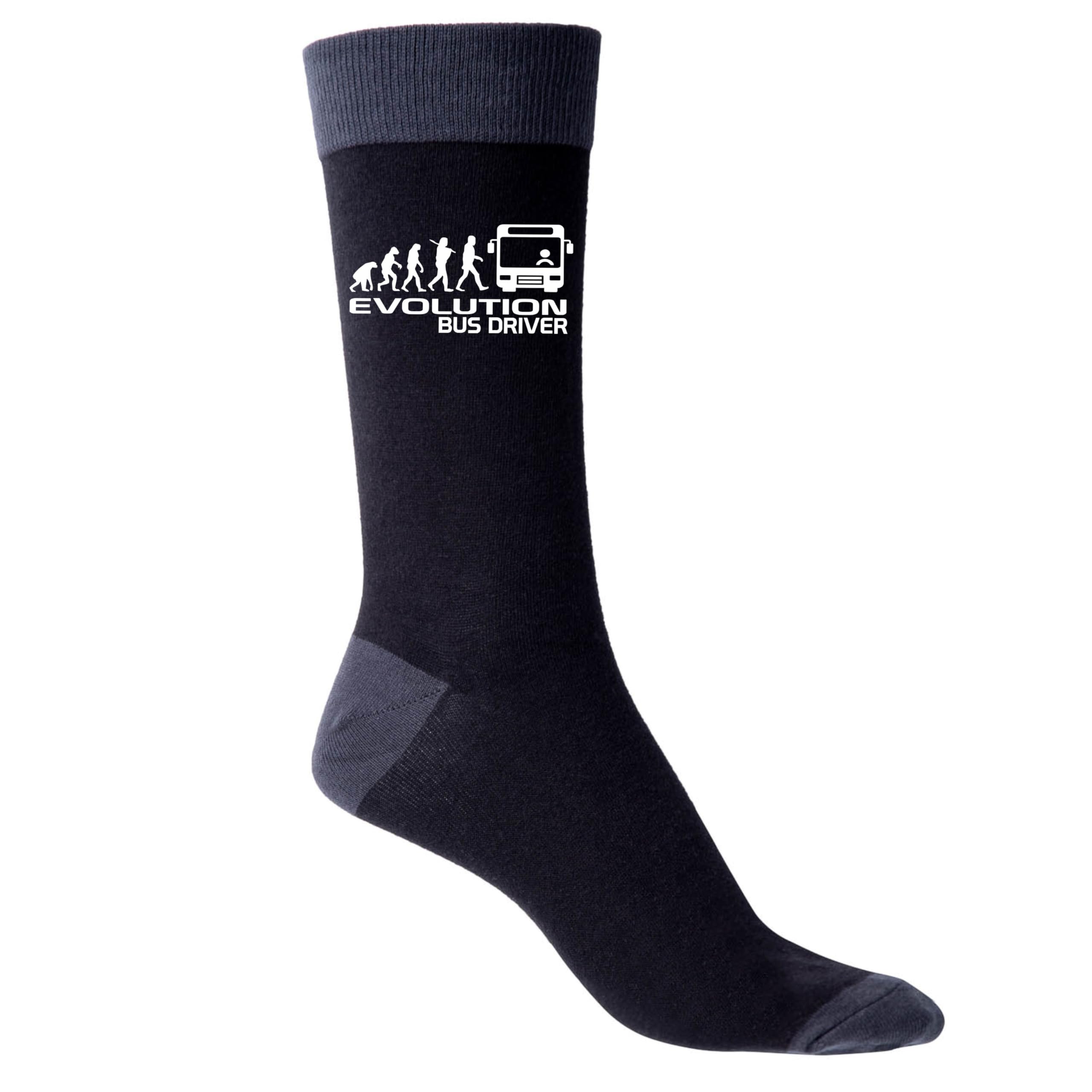 Print4u Men's Black Evolution Of Bus Driver Funny Socks Novelty Birthday Gift