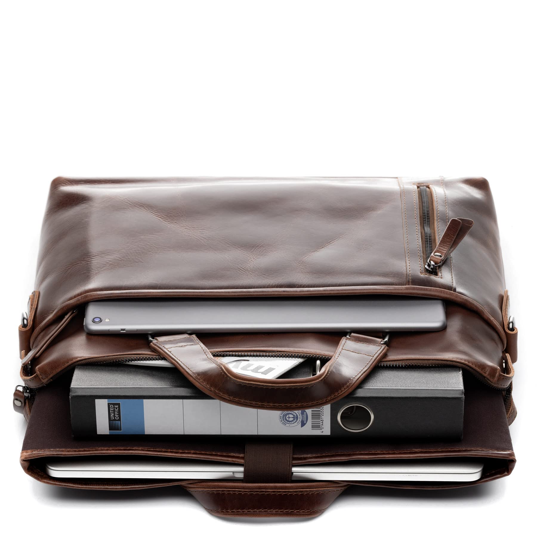 SID & VAIN Sac Ordinateur Portable Cuir véritable 15.4 Pouces London Mallette Professionnelle bandoulière Grand pour Hommes et Femmes Serviette de Travail Etudiante Marron
