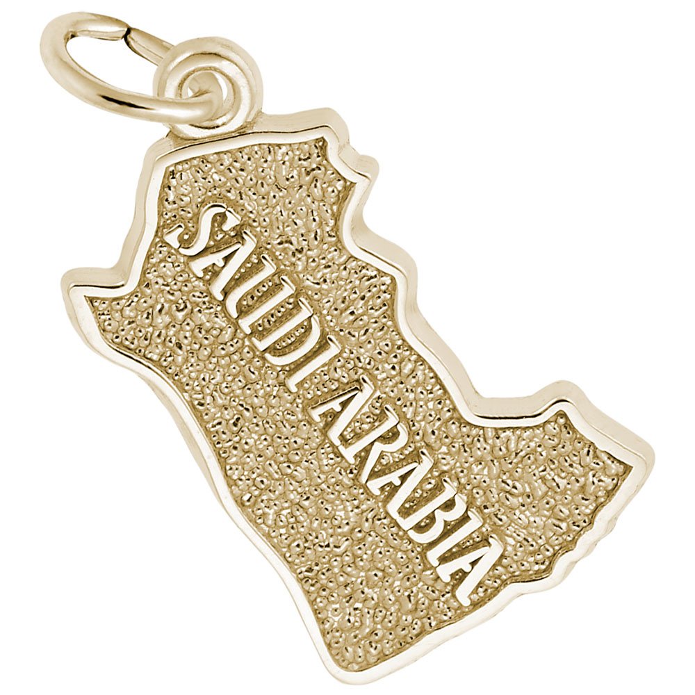 Saudi Arabia Map Charm, Charms for Bracelets and Necklaces yellow gold plated silver