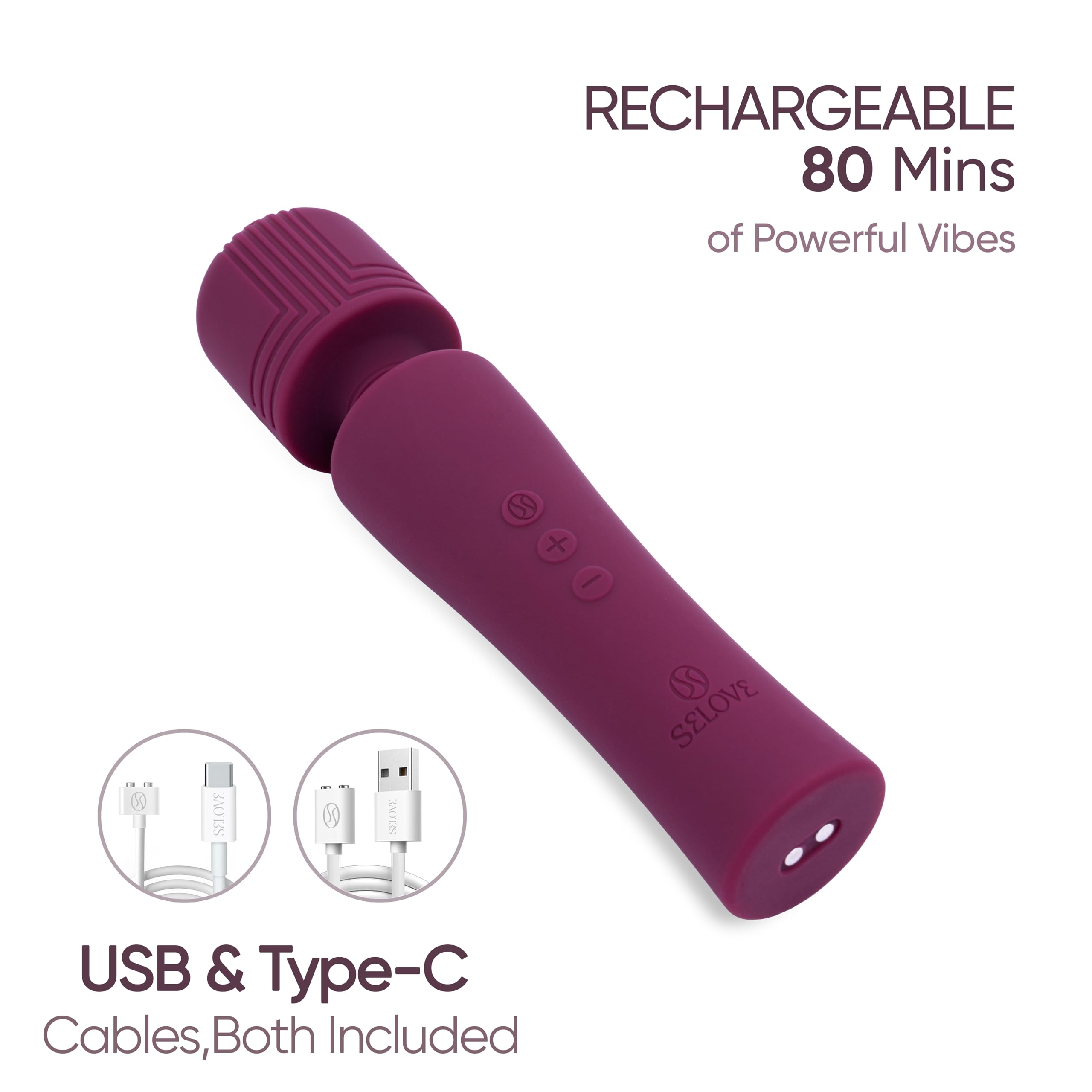 SELOVE – Wand Vibrator Potente con Vibrazioni Profonde e Risonanti, Collo Flessibile (Viola)
