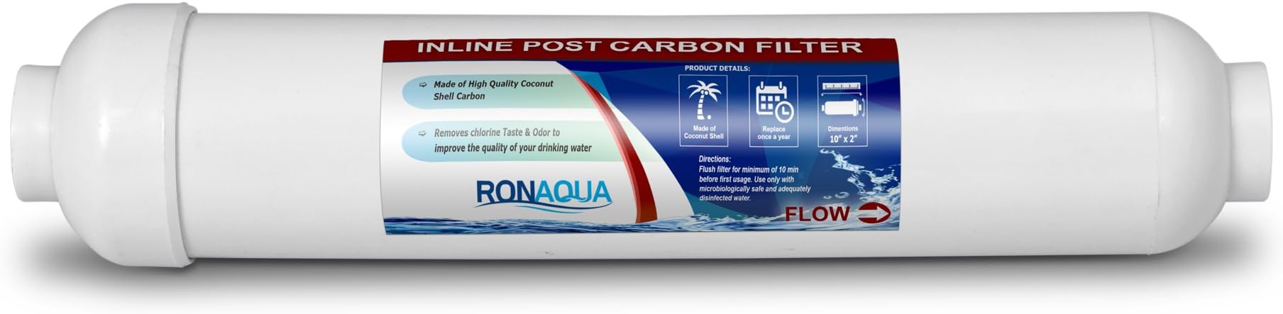 T33 Inline Coconut Grade Activated Carbon Pre/Post Membrane Filter for Taste and Odor Reduction