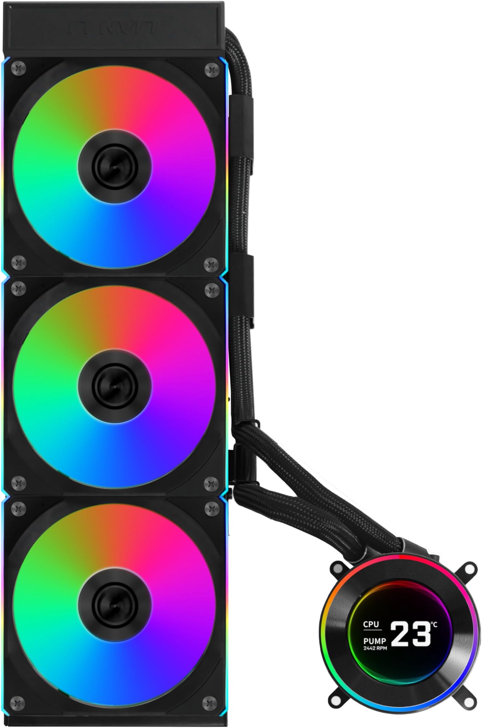 Lian Li Hydroshift II 360 CL RGB Liquid CPU Cooler - 360mm AIO - 3X 120 RGB Fans - 2.1” IPS LCD Screen - 3 Control Mode - Flexible Tubes Clamp - LGA 1851/1700, AMD AM5/AM4 - Black (HS2LCD36RB)