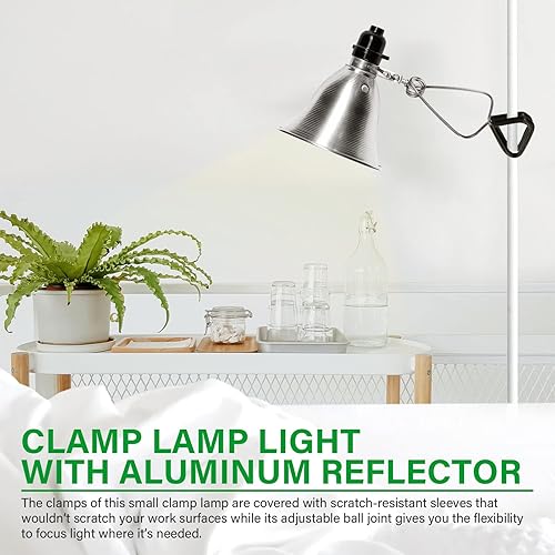 Miniatura 4 de Simple Deluxe Enchufe de luz de abrazadera con reflector de aluminio de 8.5 pulgadas, apto para lámpara de máximo 150 W (sin bombilla incluida) con