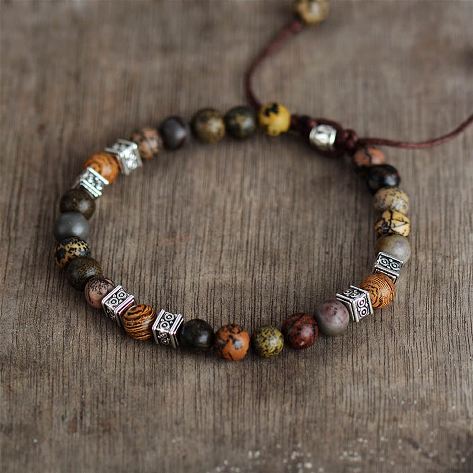 Pulsera de Piedra Natural Pulseras Cuentas Pulseras de macramé Amantes de la Amistad Parejas Pulsera Ajustable Bijoux Joyería Pulsera Joyería