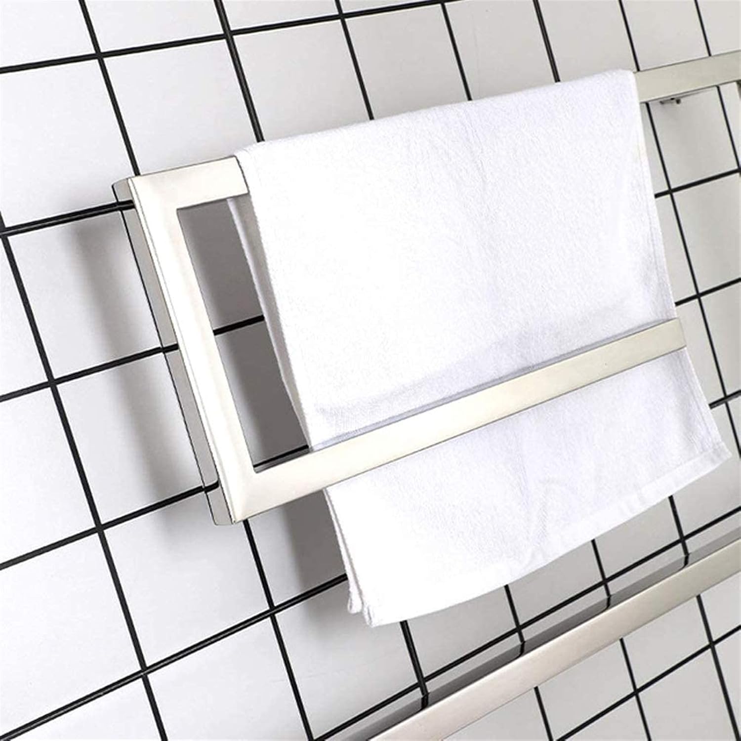 Wall-Mounted Stainless Steel Electric Towel Warmer - 304 Heated Towel Rack with Square Bars for Bathroom Kitchen & Hotel - Stylish Hot Towel Holder for Efficient Drying