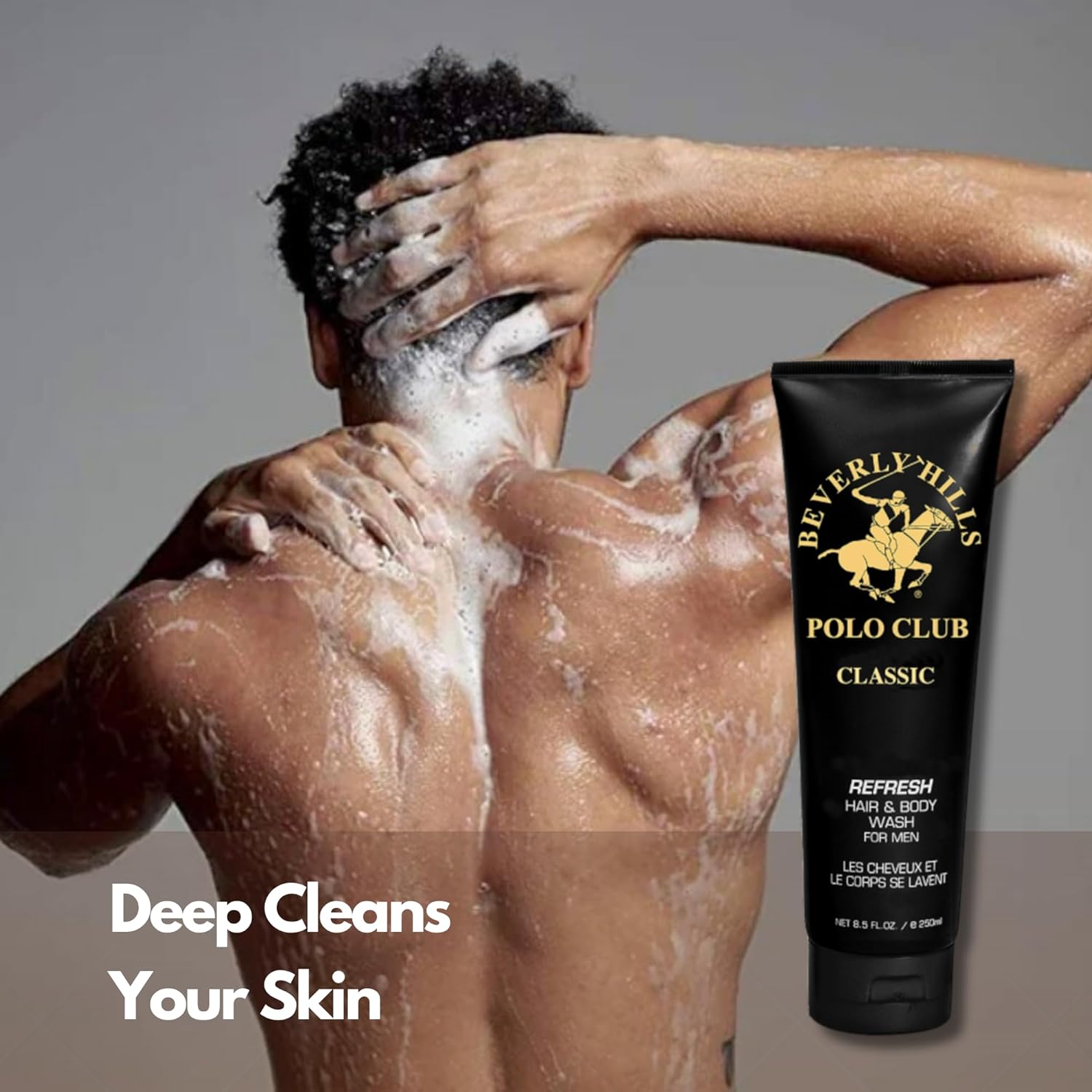 Beverly Hills Polo Club Refreshing and Cleansing Hair and Body Wash for Men with Luxury Designer Scents BHPC 8.5 oz (Classic) - Image 2