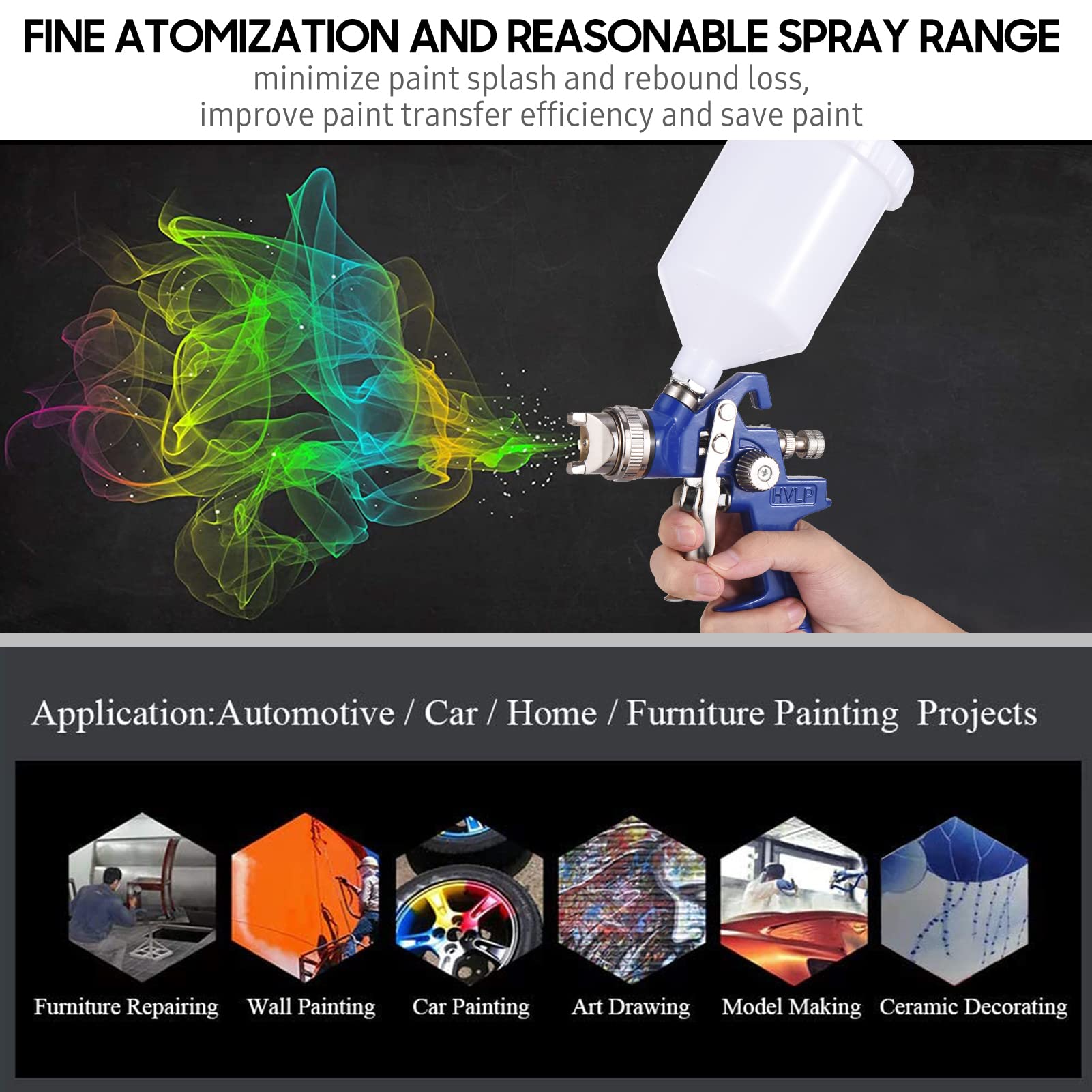 Pistola de Pintura, Pistola pulverizadora for pintar, pulverizador, máquina pulverizadora, aerógrafo, herramienta de pulverización de pintura con 3 uds de boquillas for muebles de coche