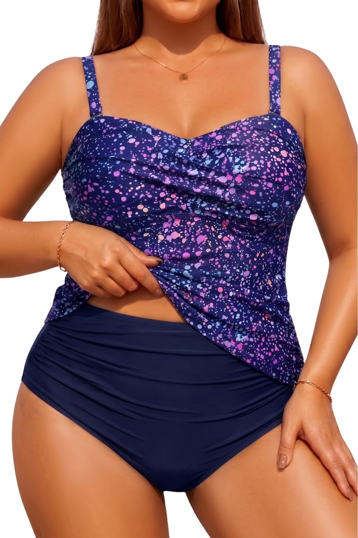Aqua Eve Women Two Piece Plus Size Tankini - Strapless Bandeau Swimsuit