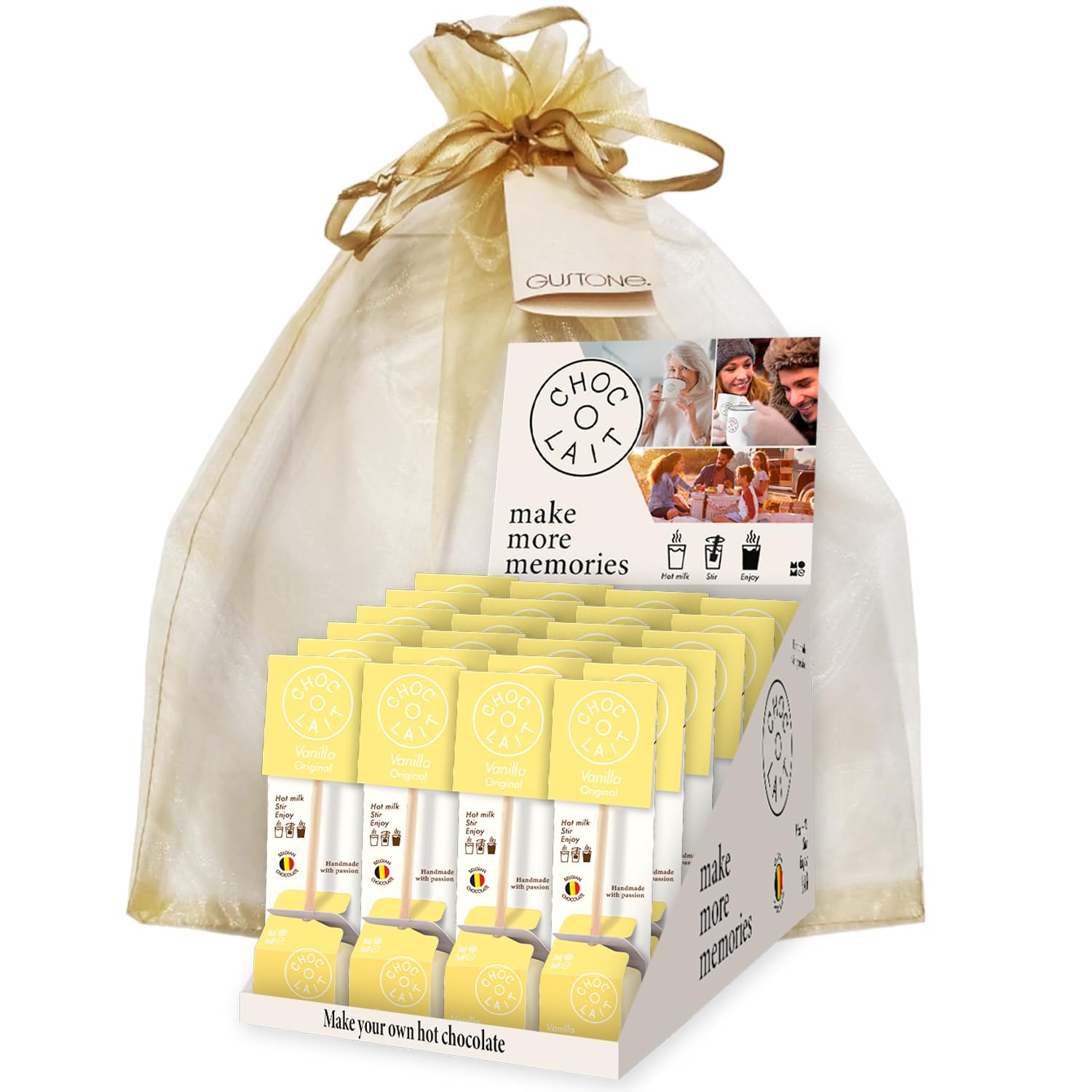 GUSTONE. MoMe Trinkschokolade am Stiel Choc-o-lait White 24 Stück
